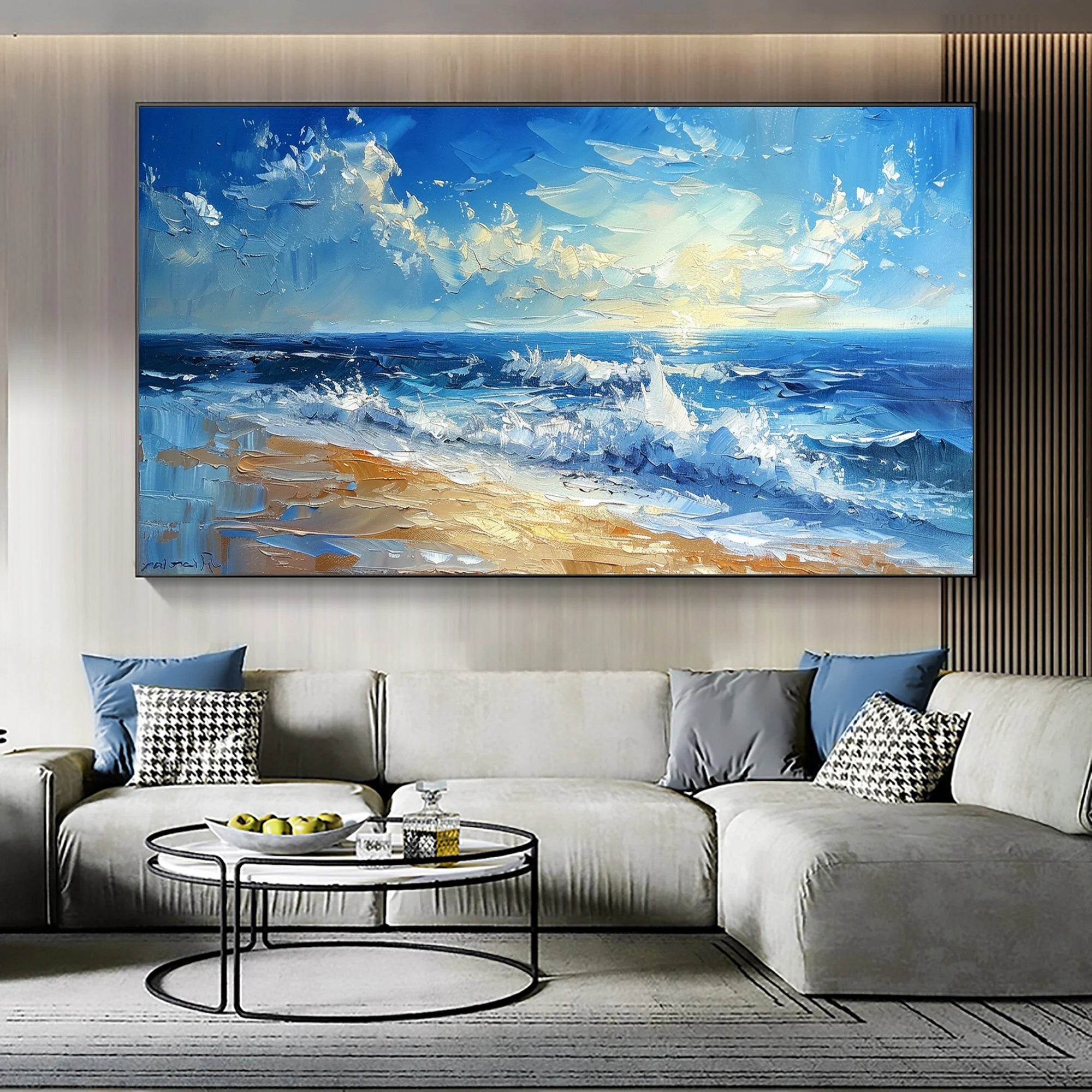Azure Ambiance: Harmonizing Home Interiors with Blue Hued Oil Paintings