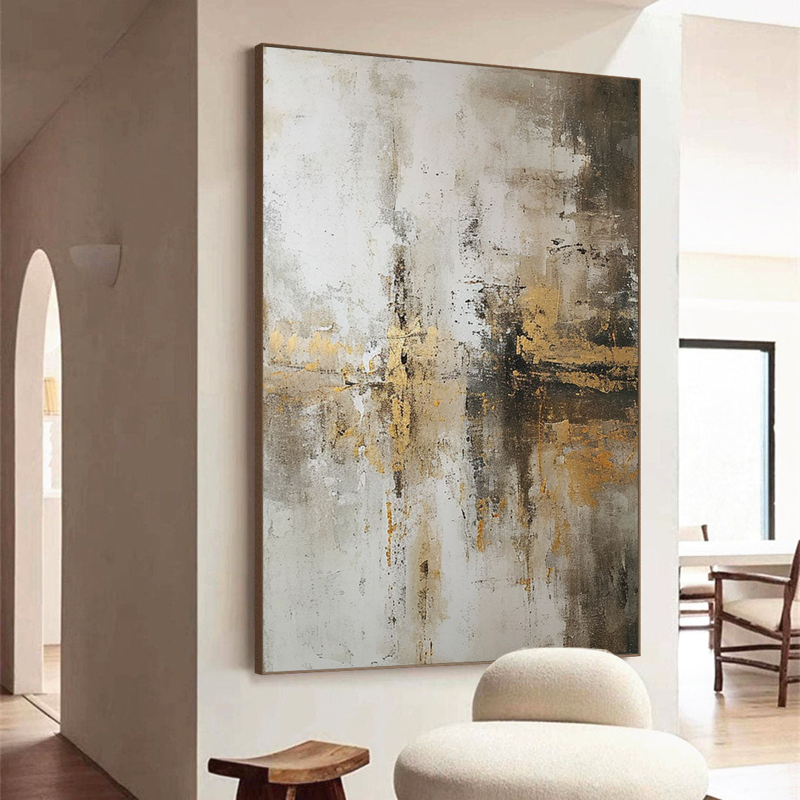 Peinture abstraite grise et beige #AVG 001