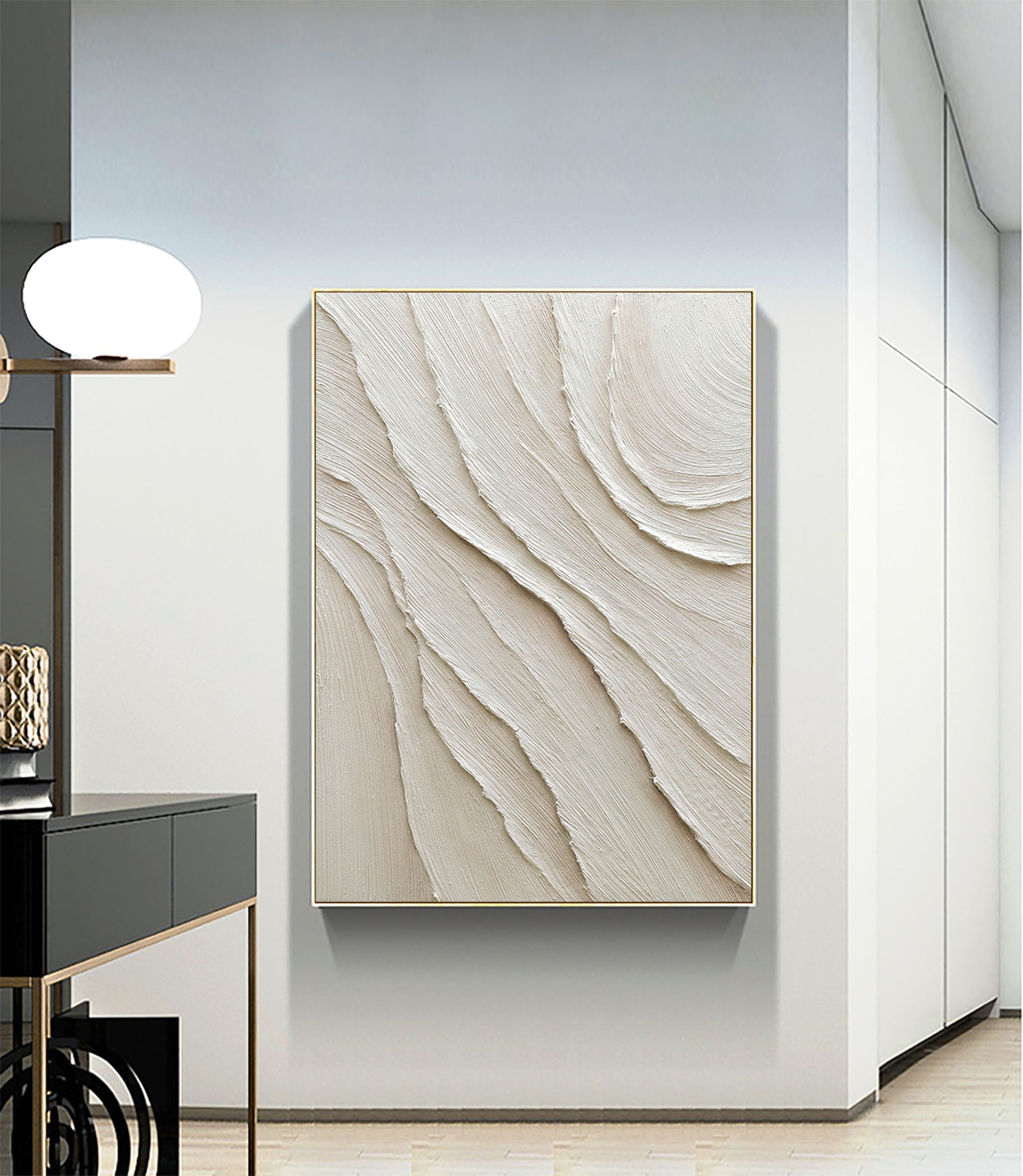 Peinture abstraite minimaliste blanche #AVG 002