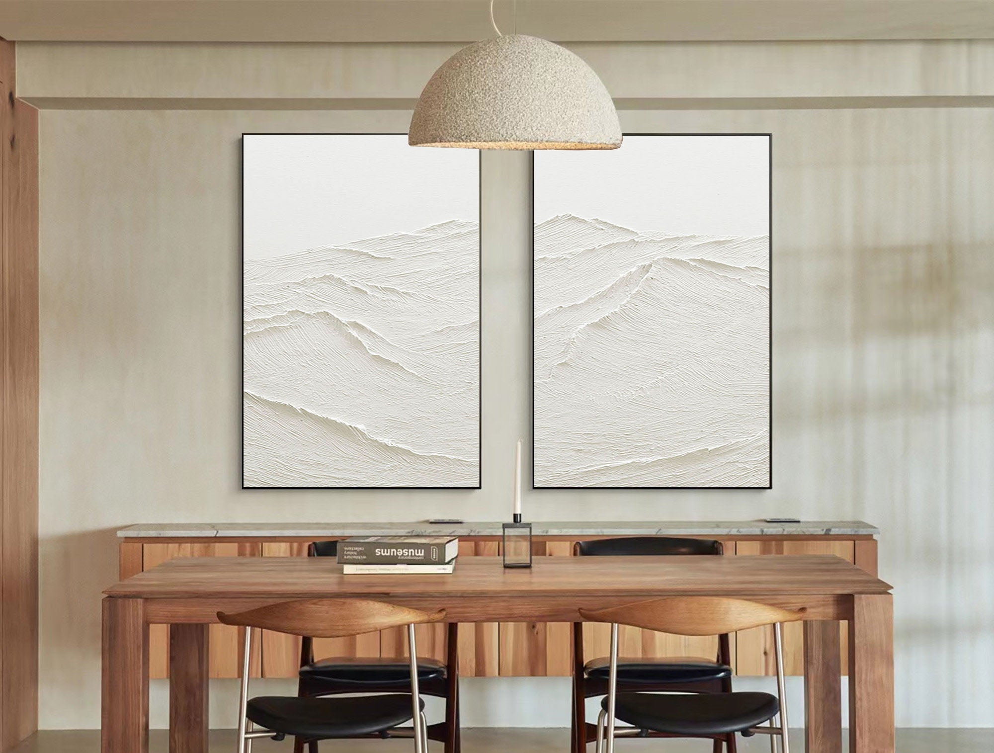 Peinture abstraite minimaliste blanche SET DE 2 #AVG 024