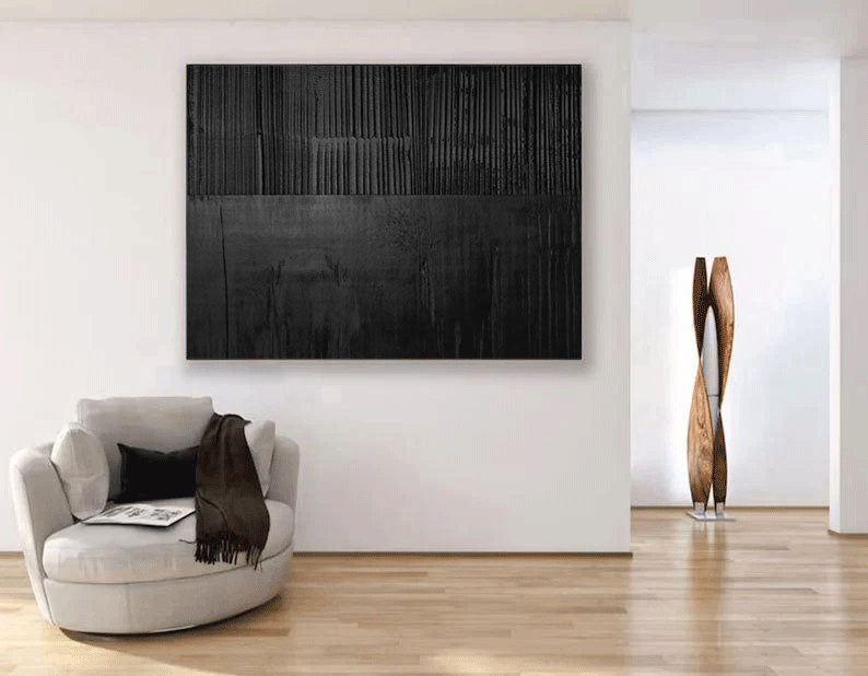 Peinture abstraite noir et blanc #CXA 036