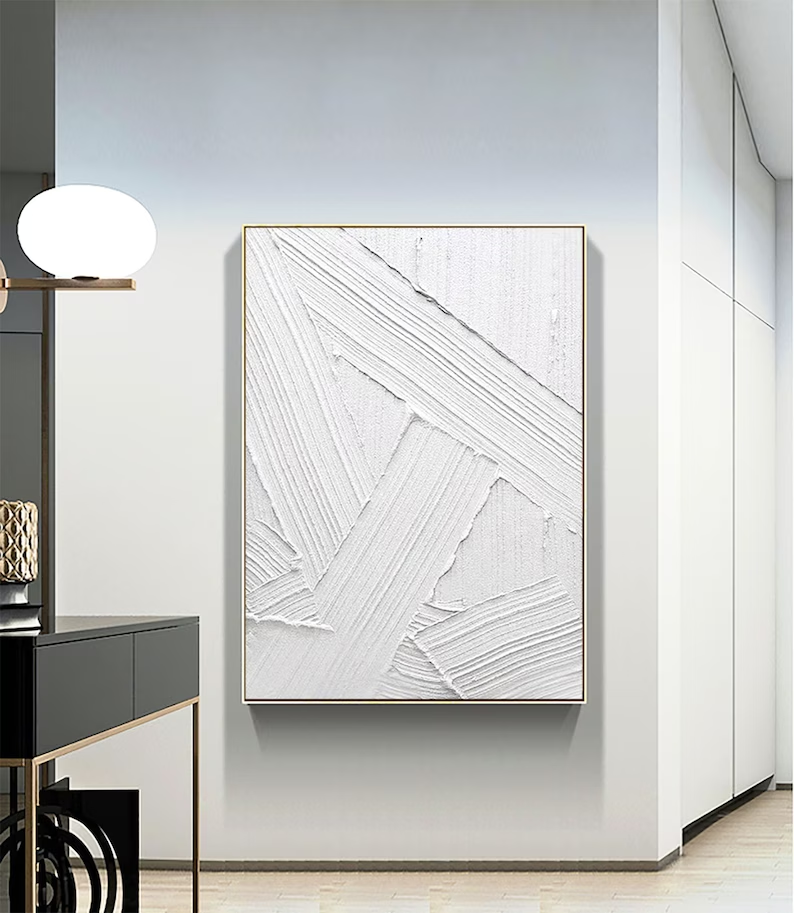 Peinture abstraite minimaliste blanche #AVG 003
