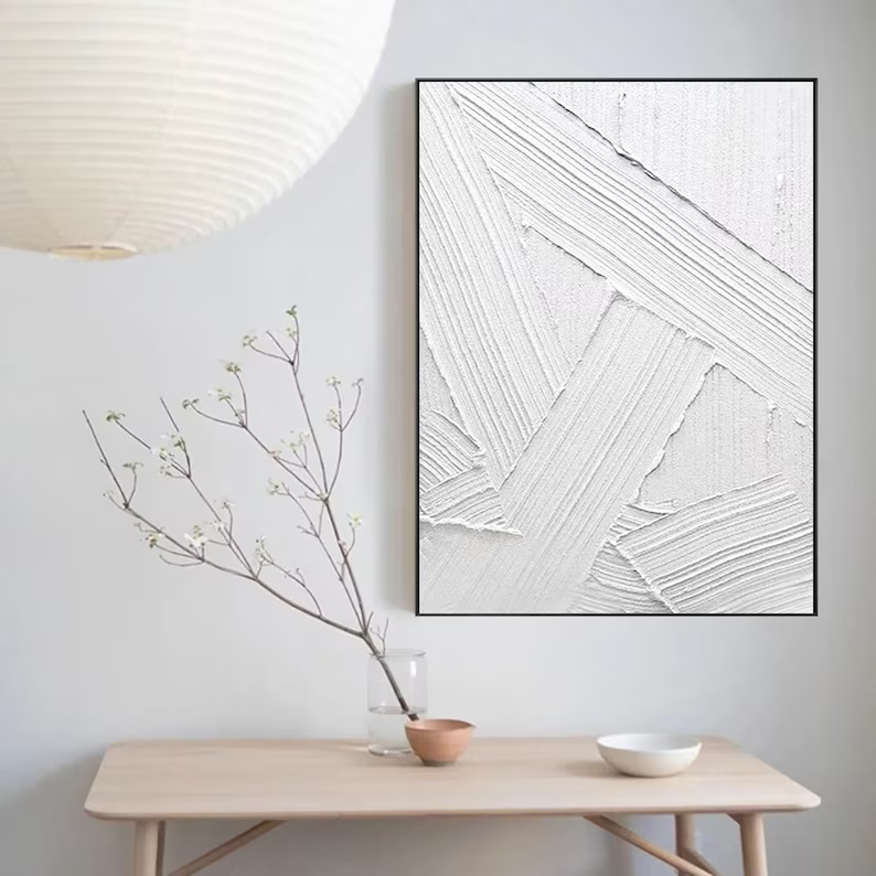 Peinture abstraite minimaliste blanche #AVG 003