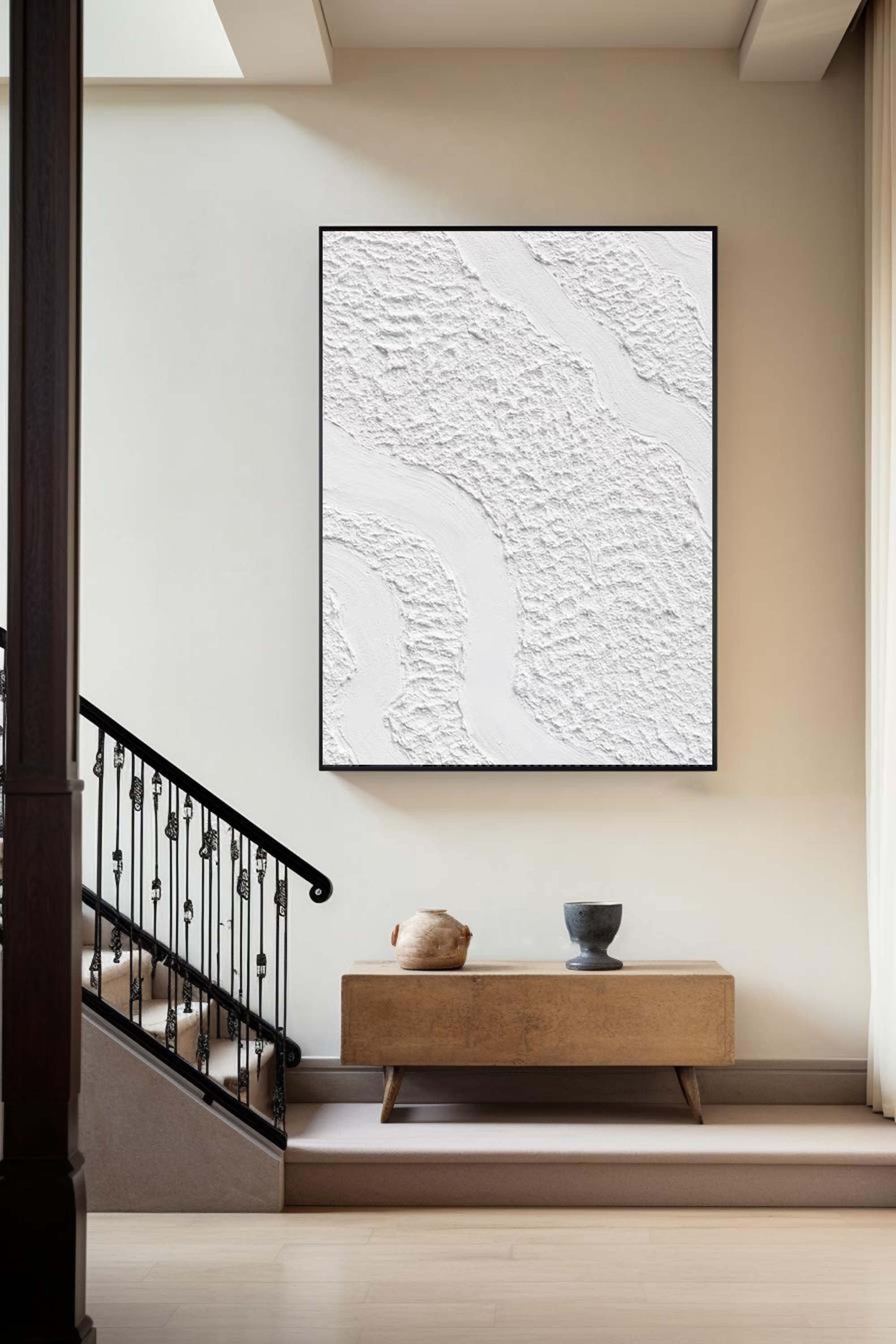 Peinture abstraite minimaliste blanche #CXA 003