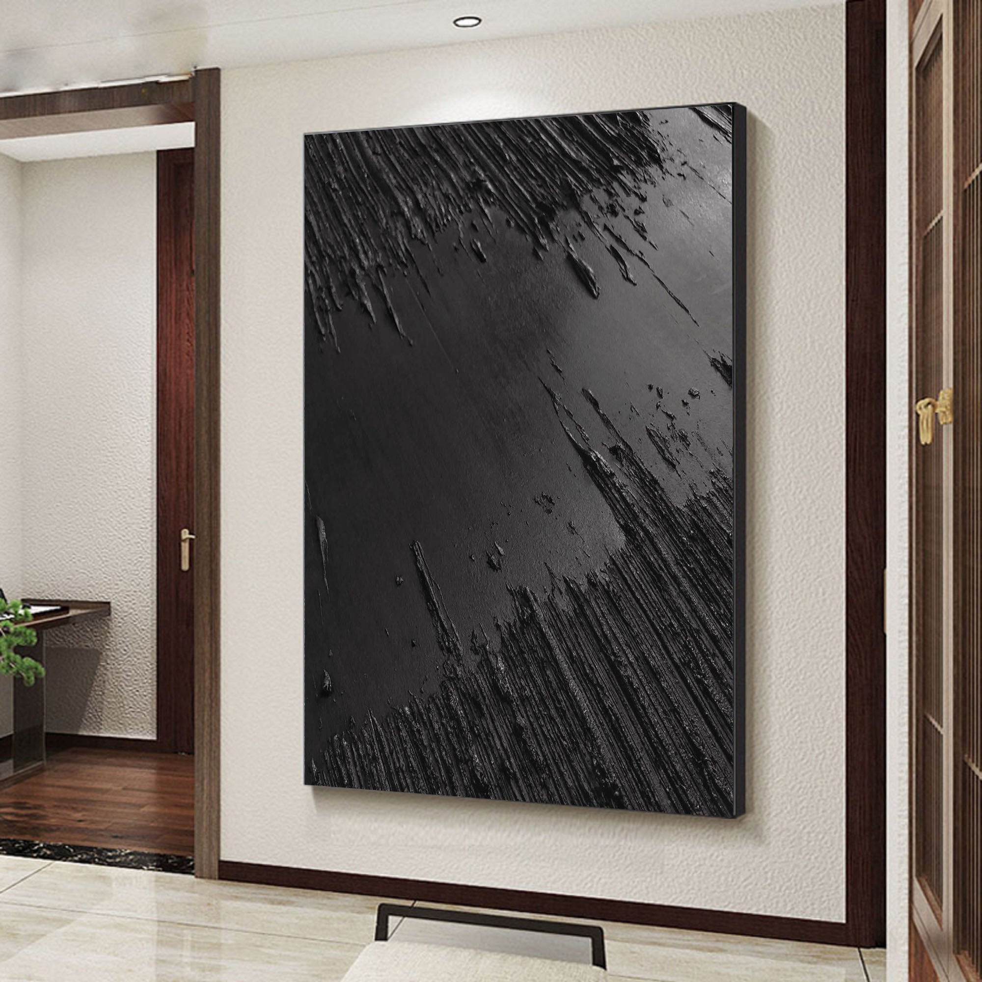 Peinture abstraite minimaliste noire #AVG 007