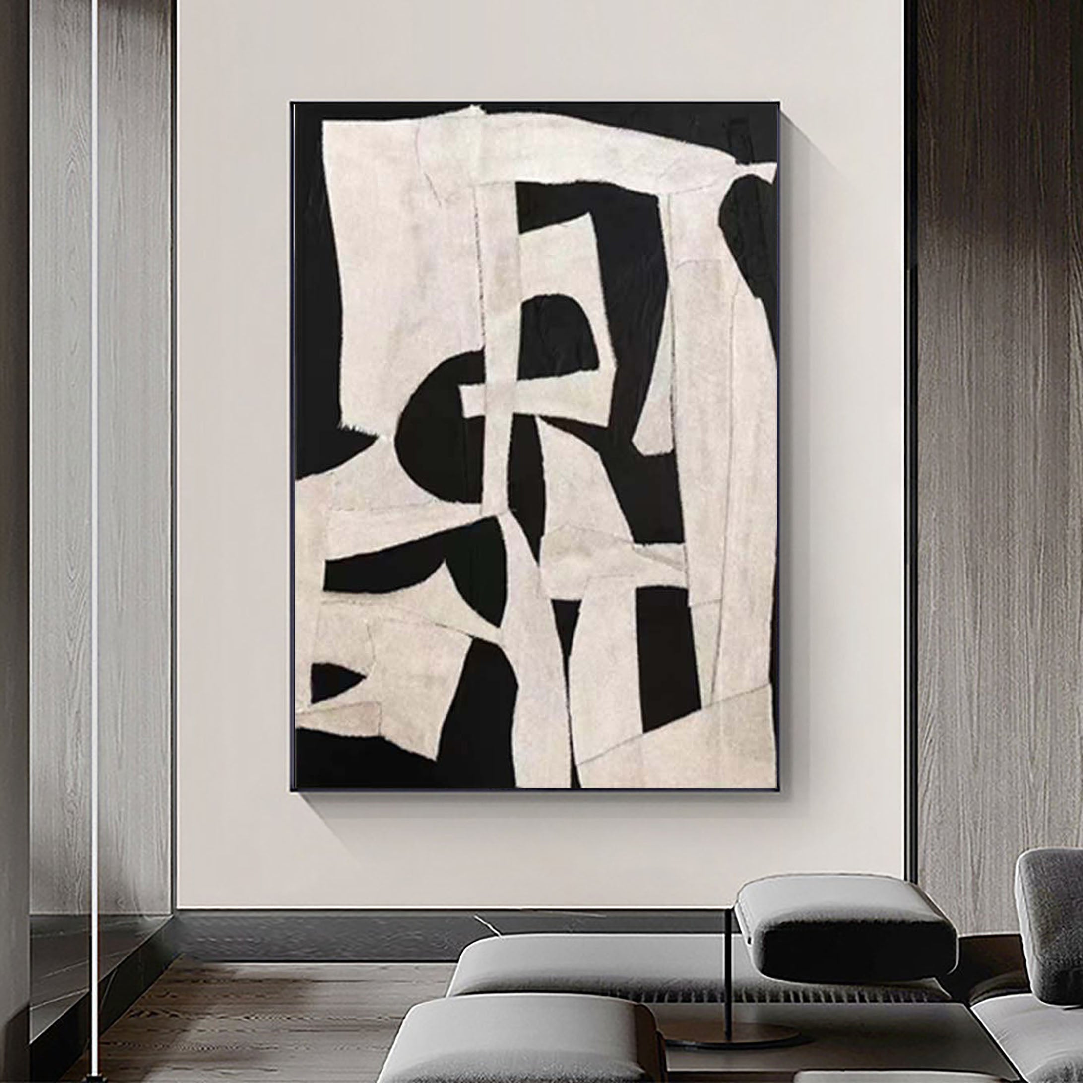 Peinture abstraite noir et blanc #CXA 027