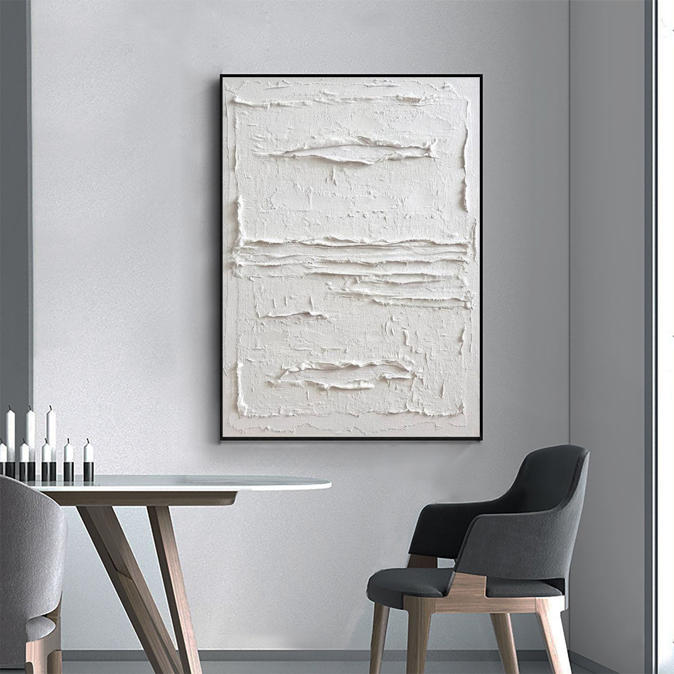 Peinture abstraite minimaliste blanche #AVG 001