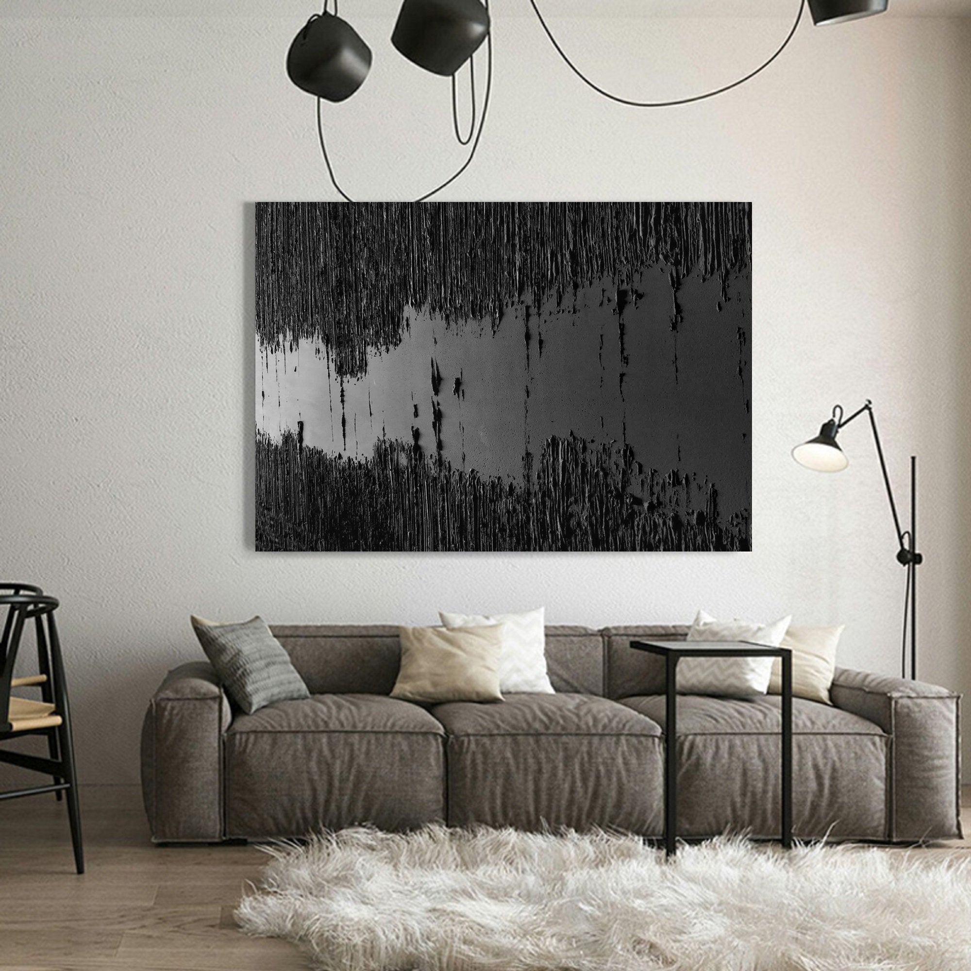 Peinture abstraite minimaliste noire #AVG 009