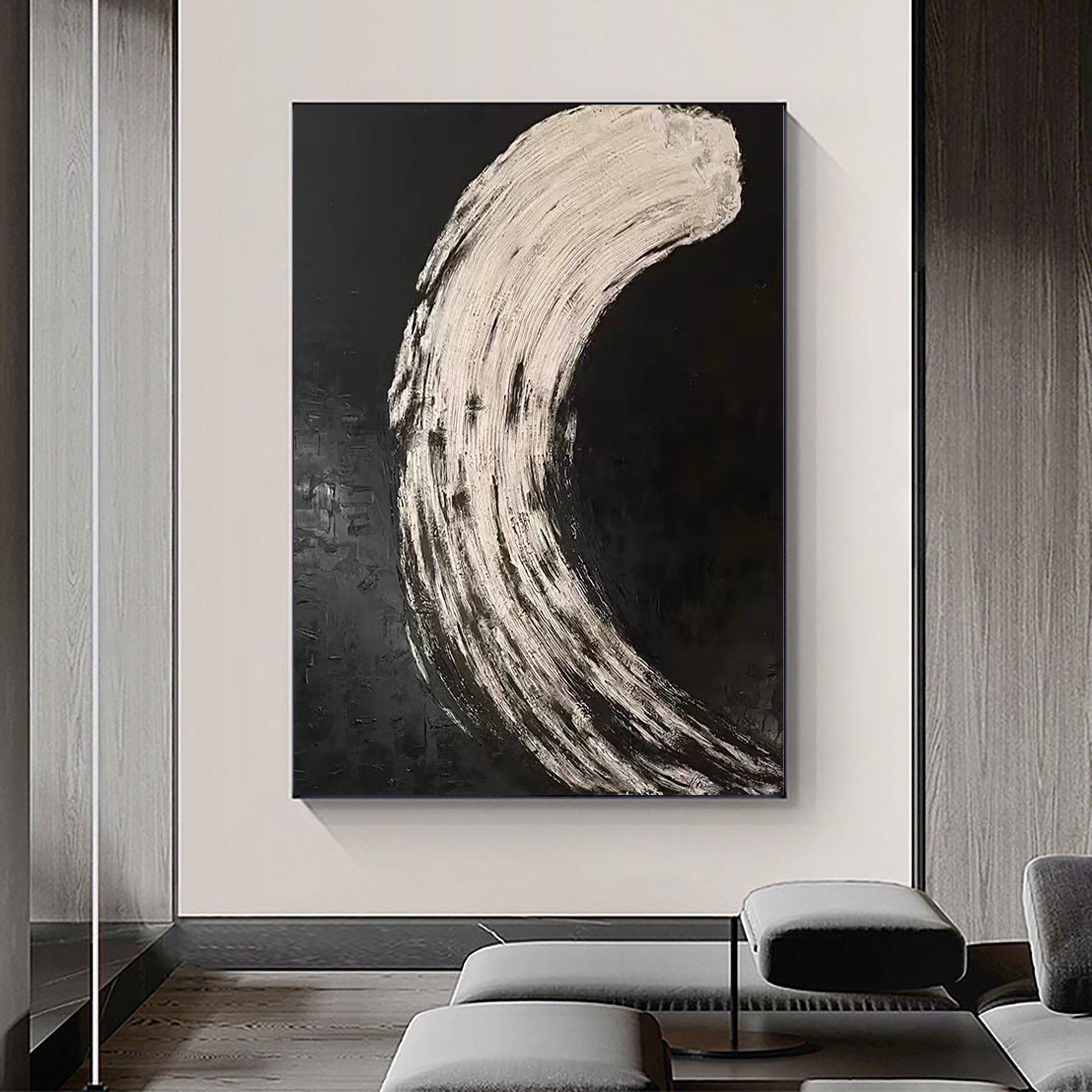Peinture abstraite noir et blanc #CXA 029