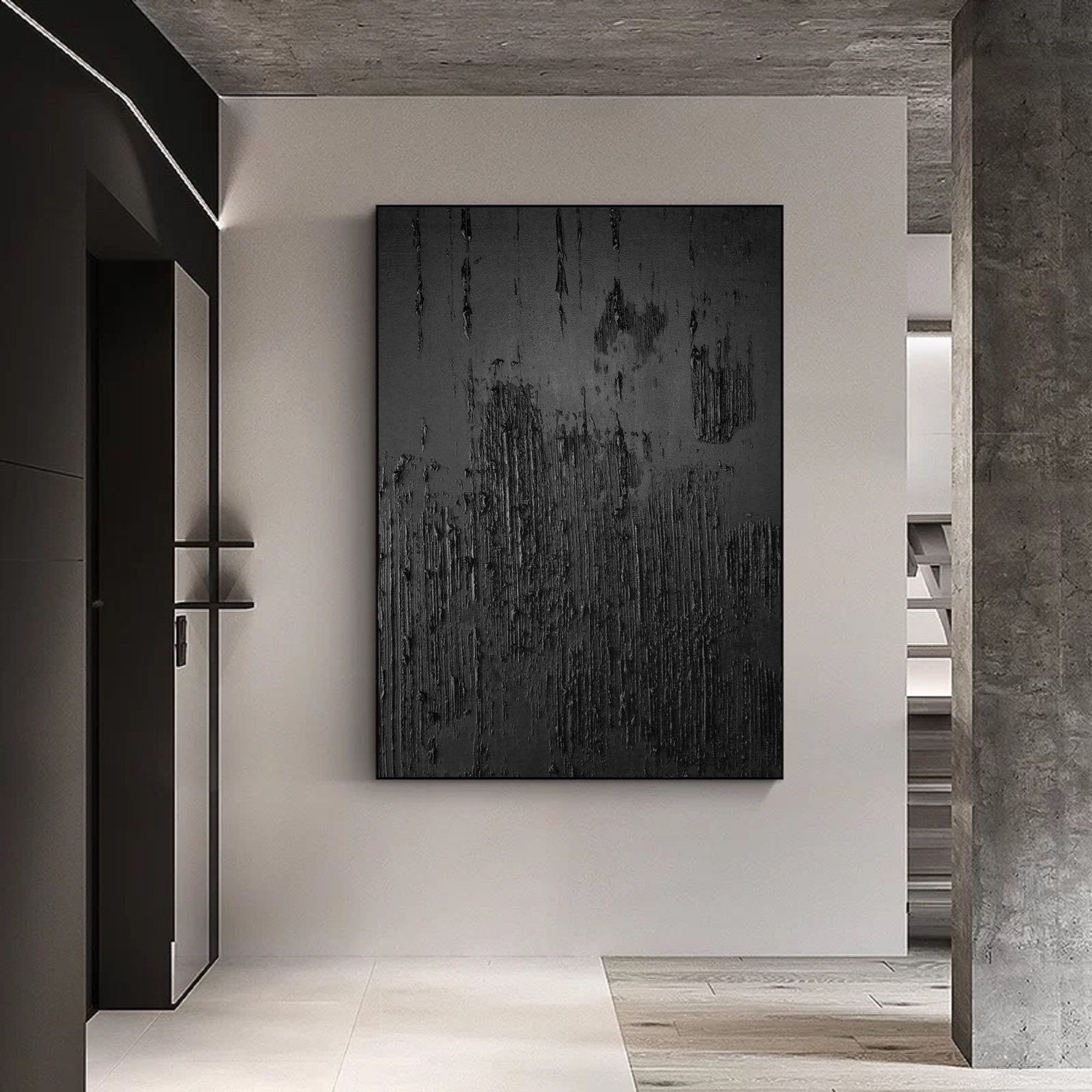 Peinture abstraite minimaliste noire #AVG 004