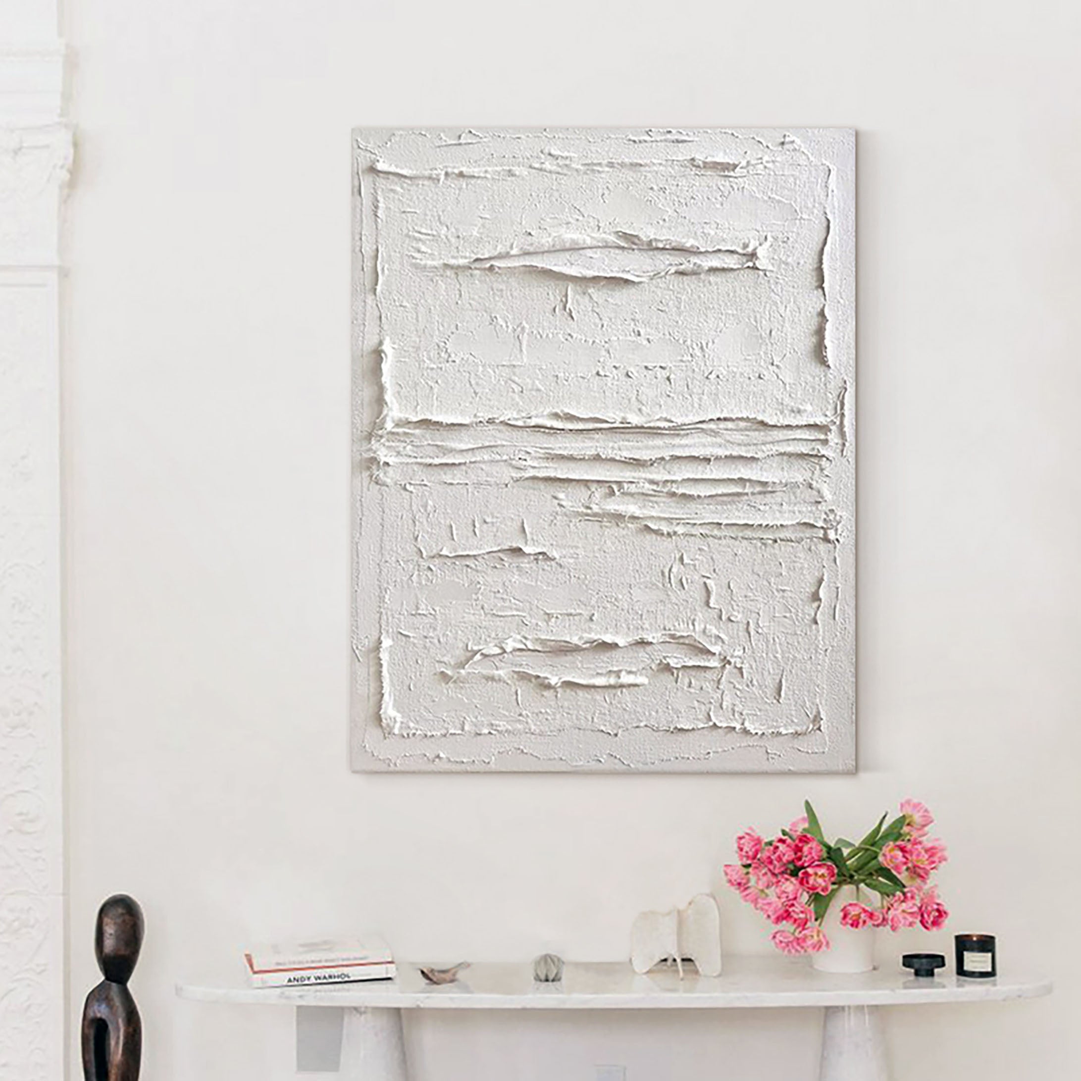 Peinture abstraite minimaliste blanche #AVG 001