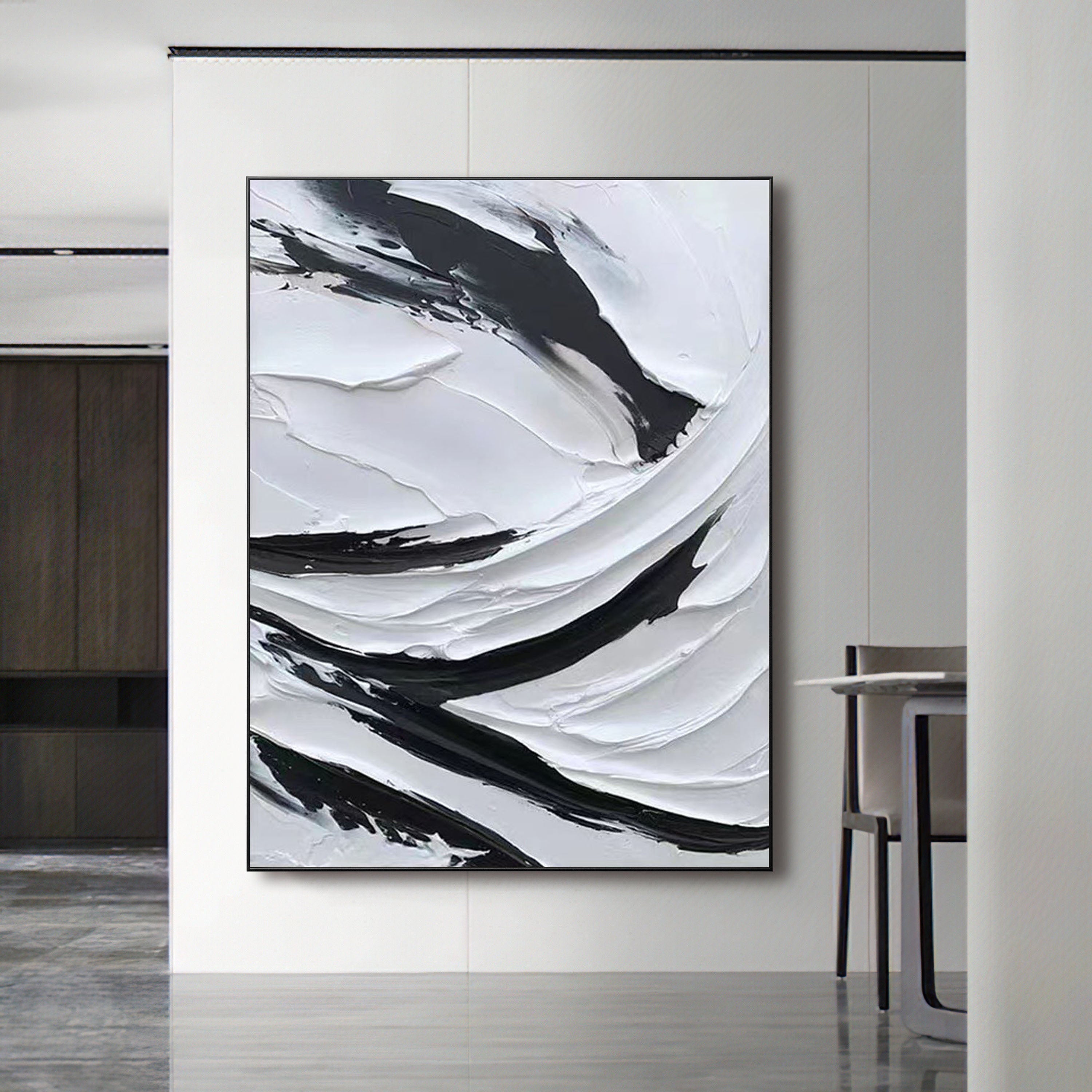 Black & White Abstract Painting #CXA 035