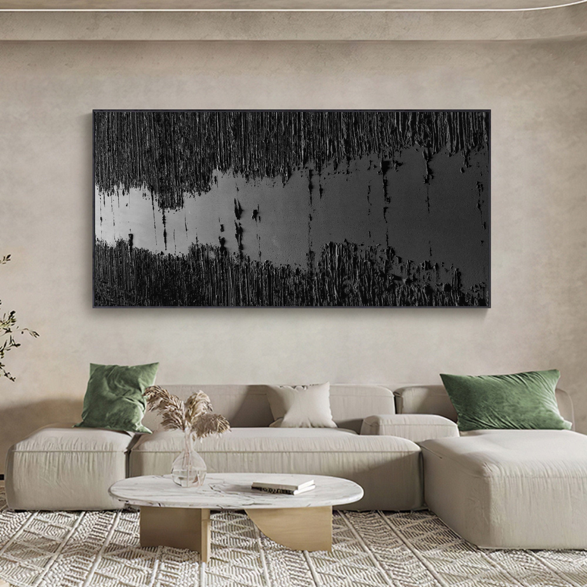 Peinture abstraite minimaliste noire #AVG 009
