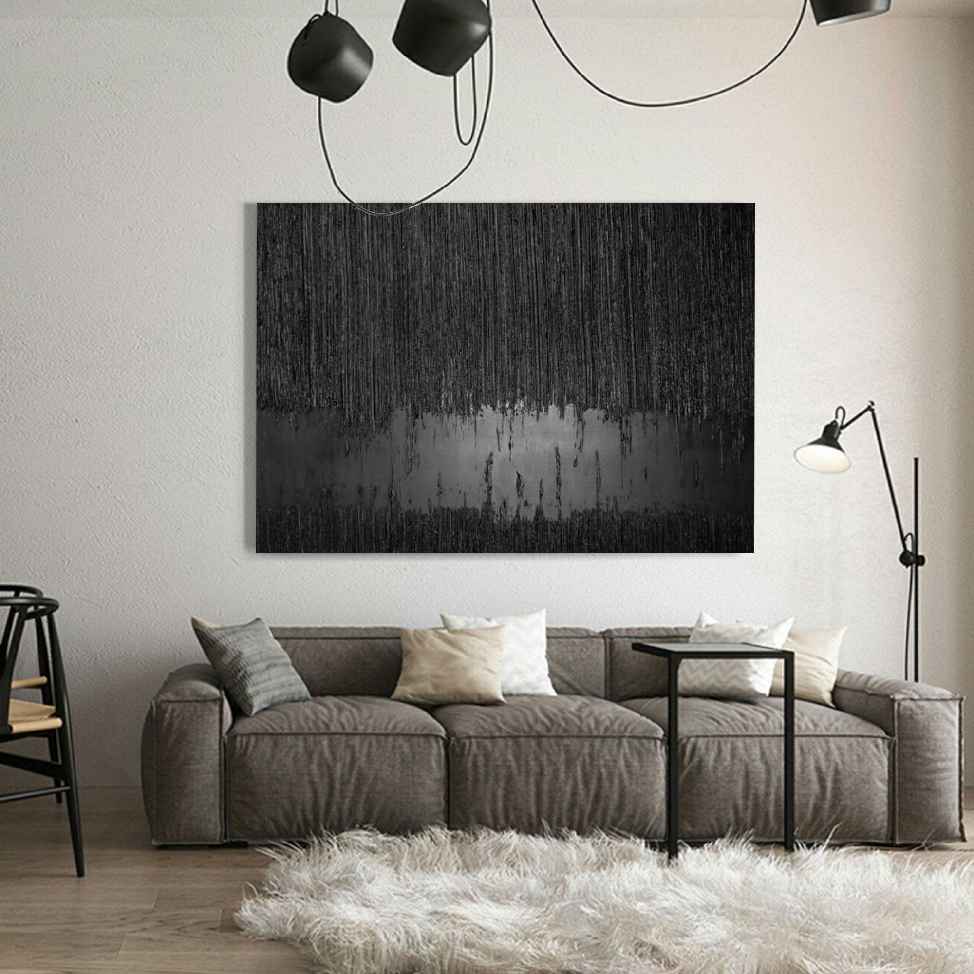 Peinture abstraite minimaliste noire #AVG 011