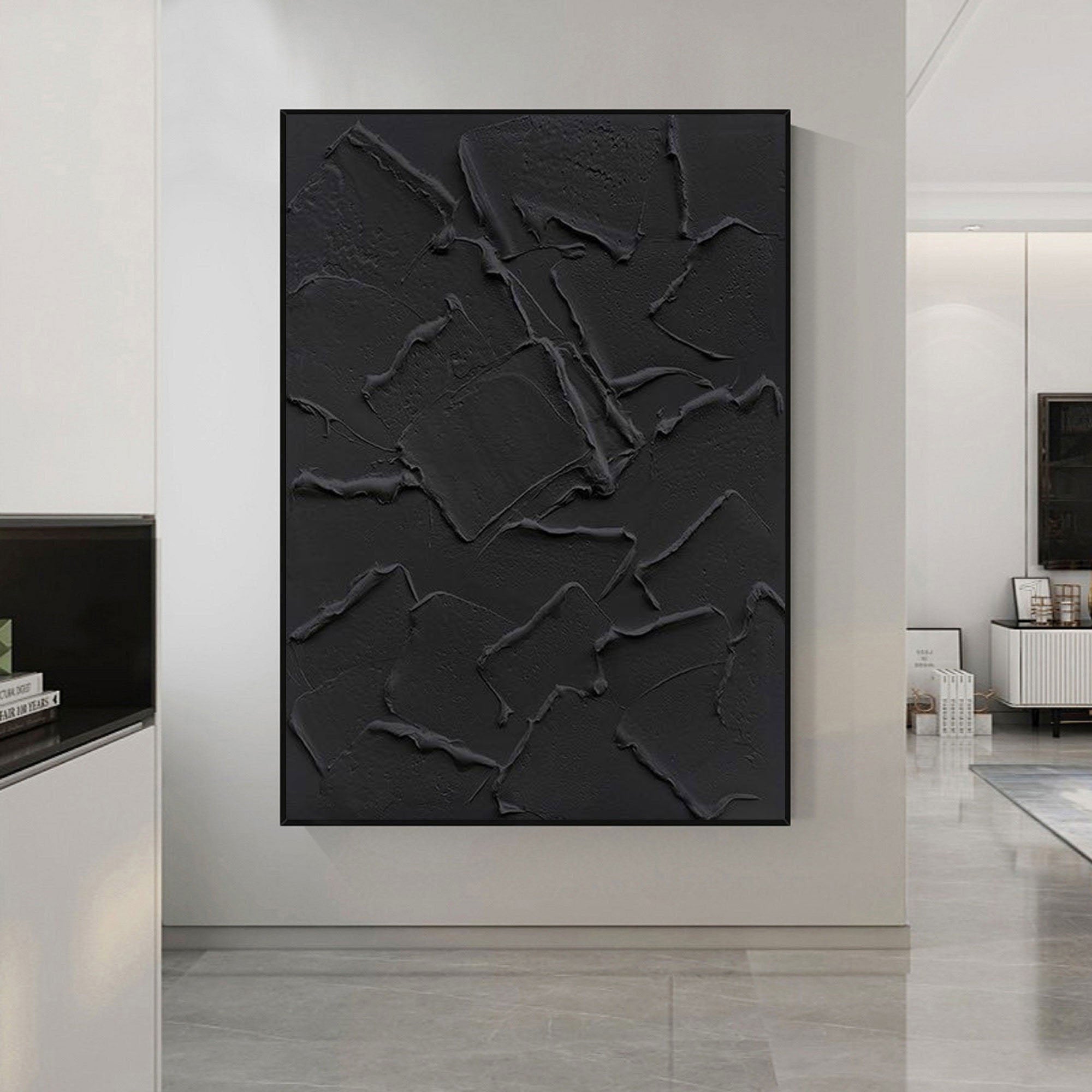 Peinture abstraite minimaliste noire #AVG 001