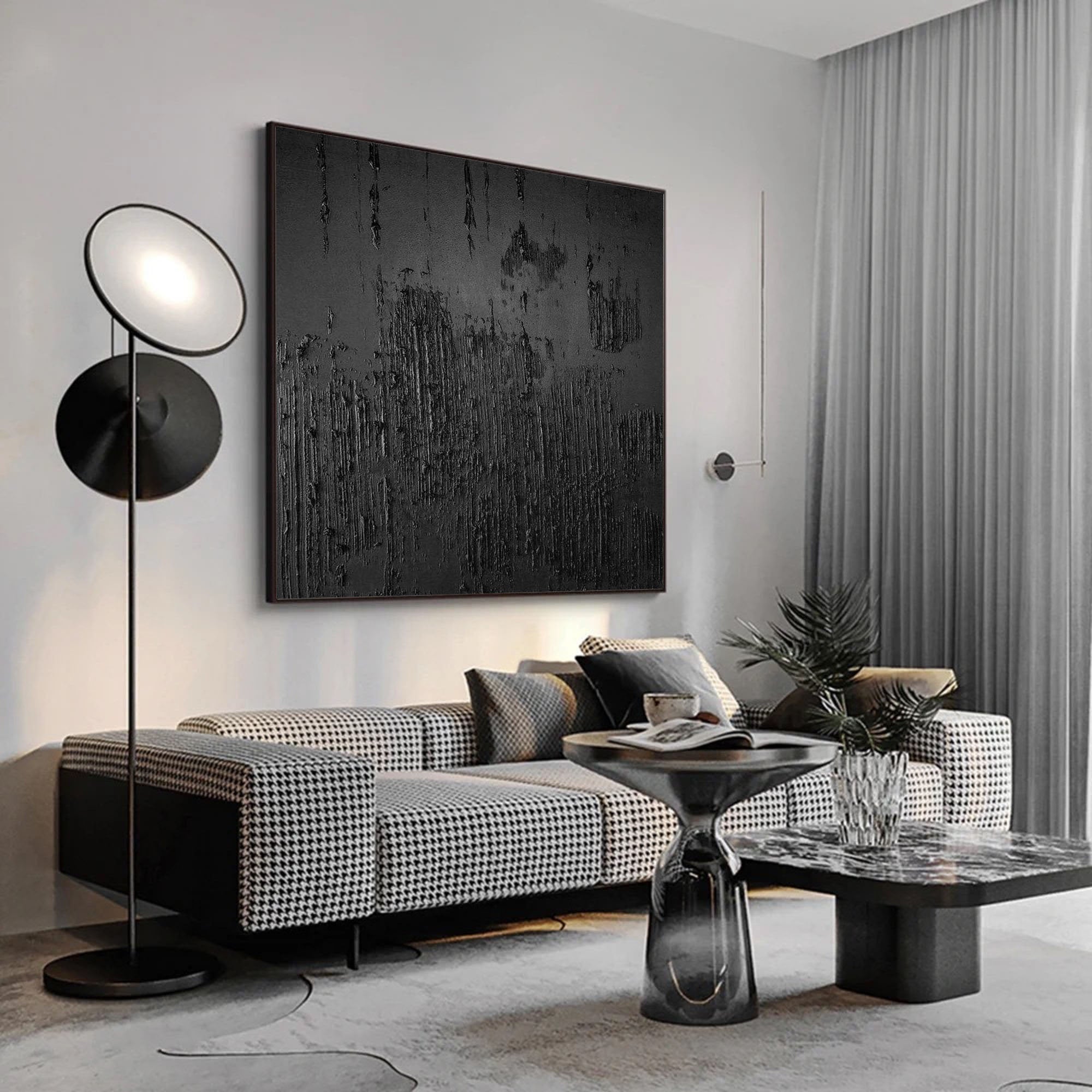 Peinture abstraite minimaliste noire #AVG 012