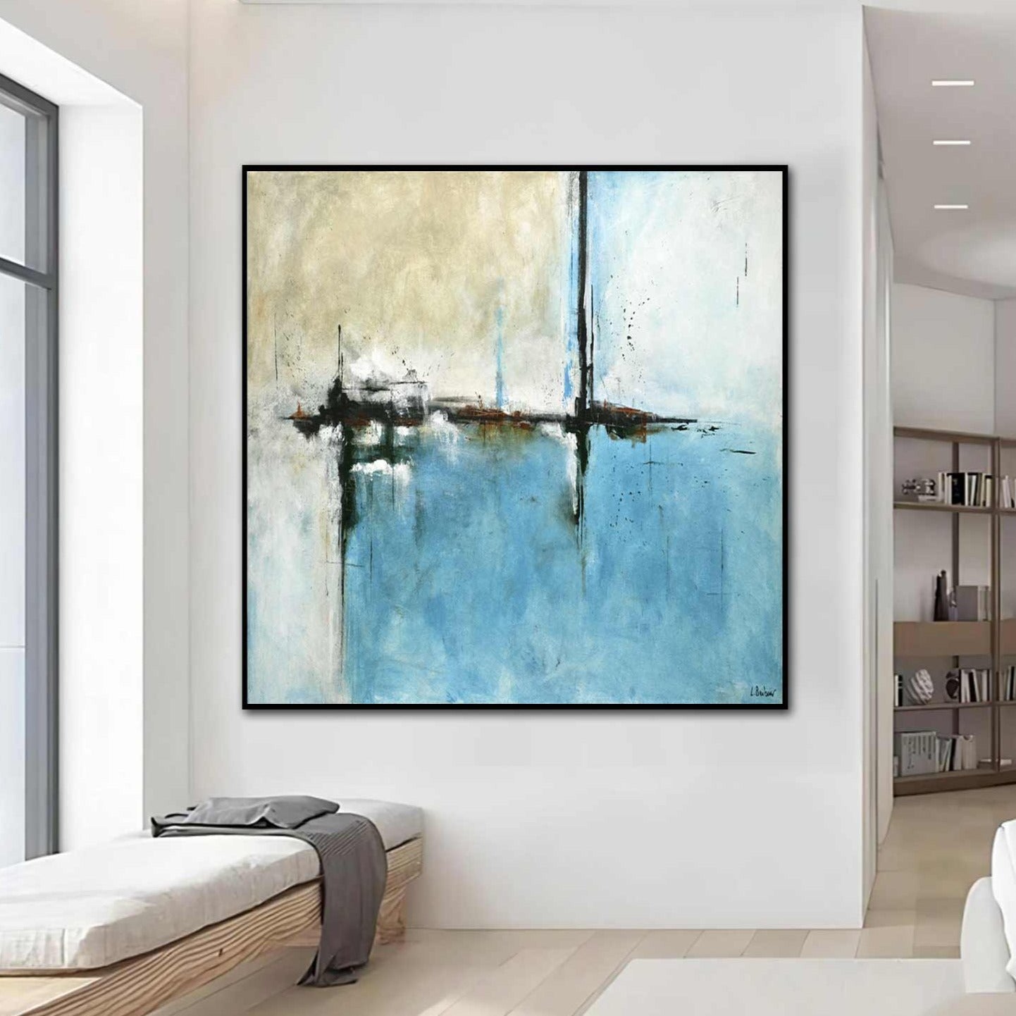 Turquoise Original Abstract Large Painting "Daydreamer"