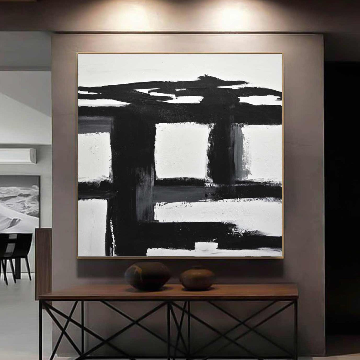 Abstrait expressionniste noir et blanc "Balance"