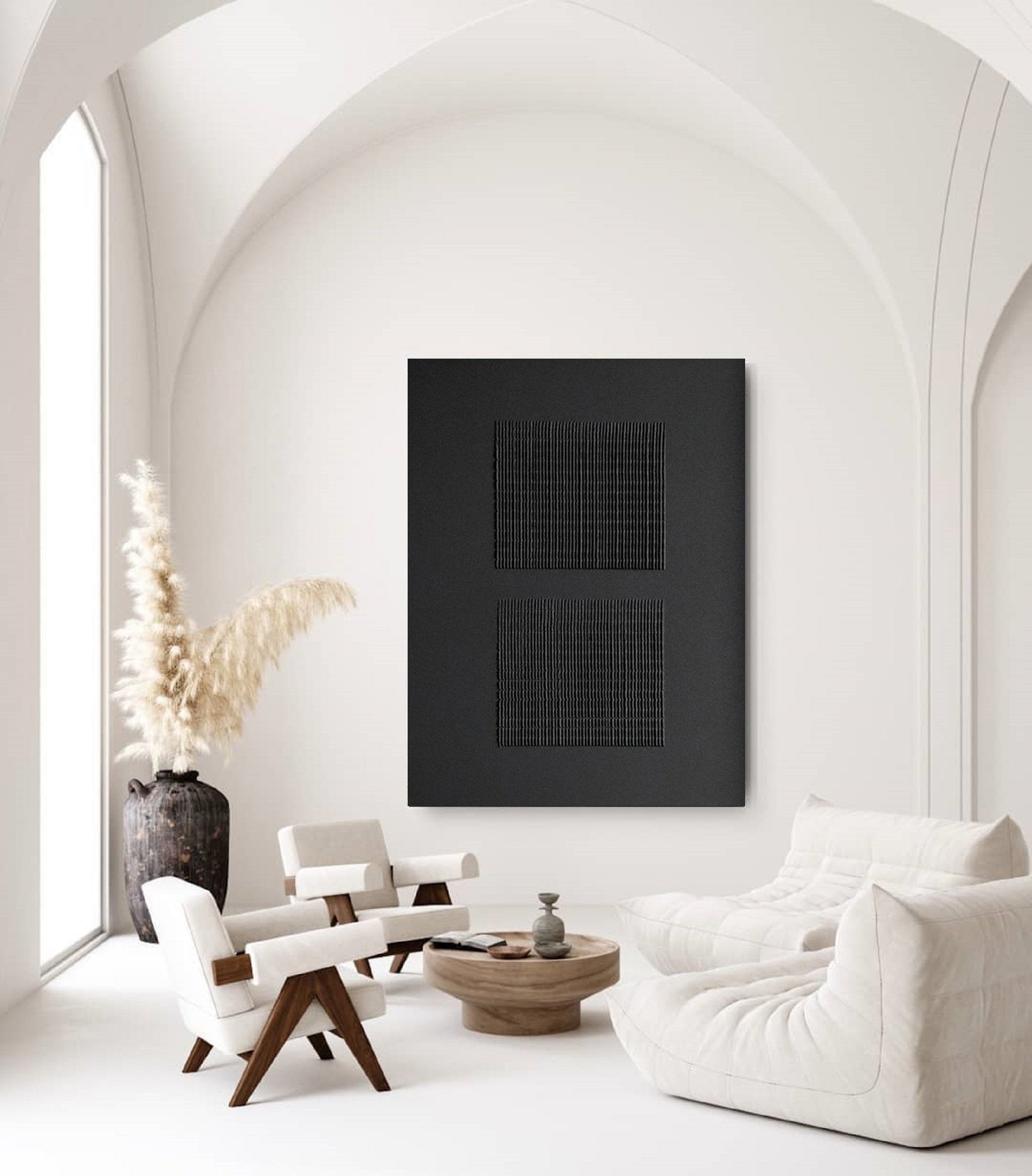Peinture abstraite minimaliste noire #AVG 006