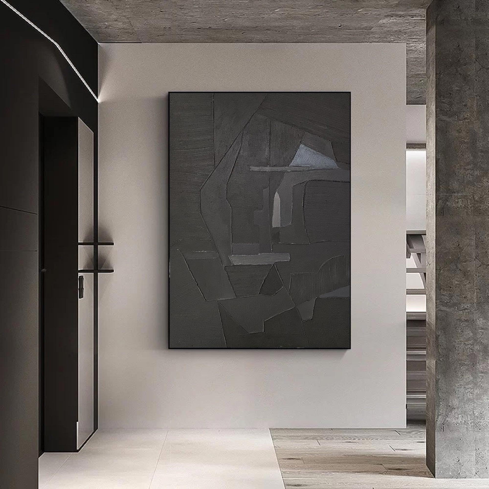 Peinture abstraite minimaliste noire #AVG 003