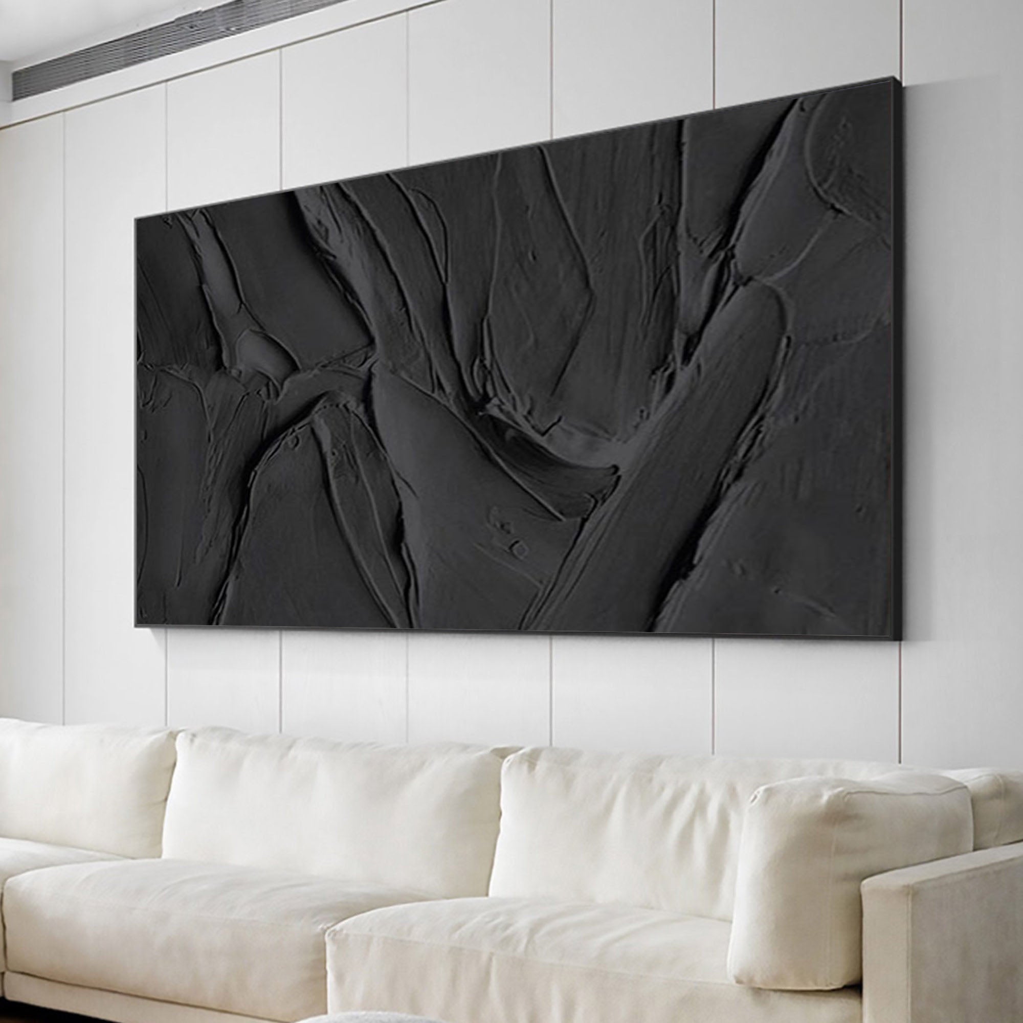 Peinture abstraite noir et blanc #CXA 031