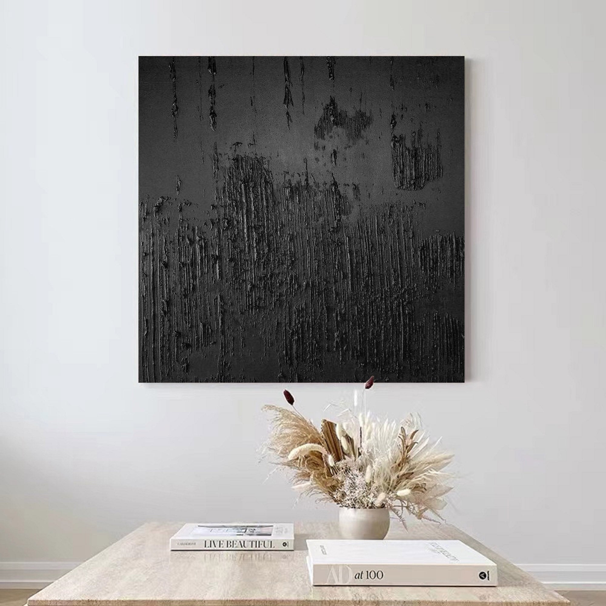Peinture abstraite minimaliste noire #AVG 012