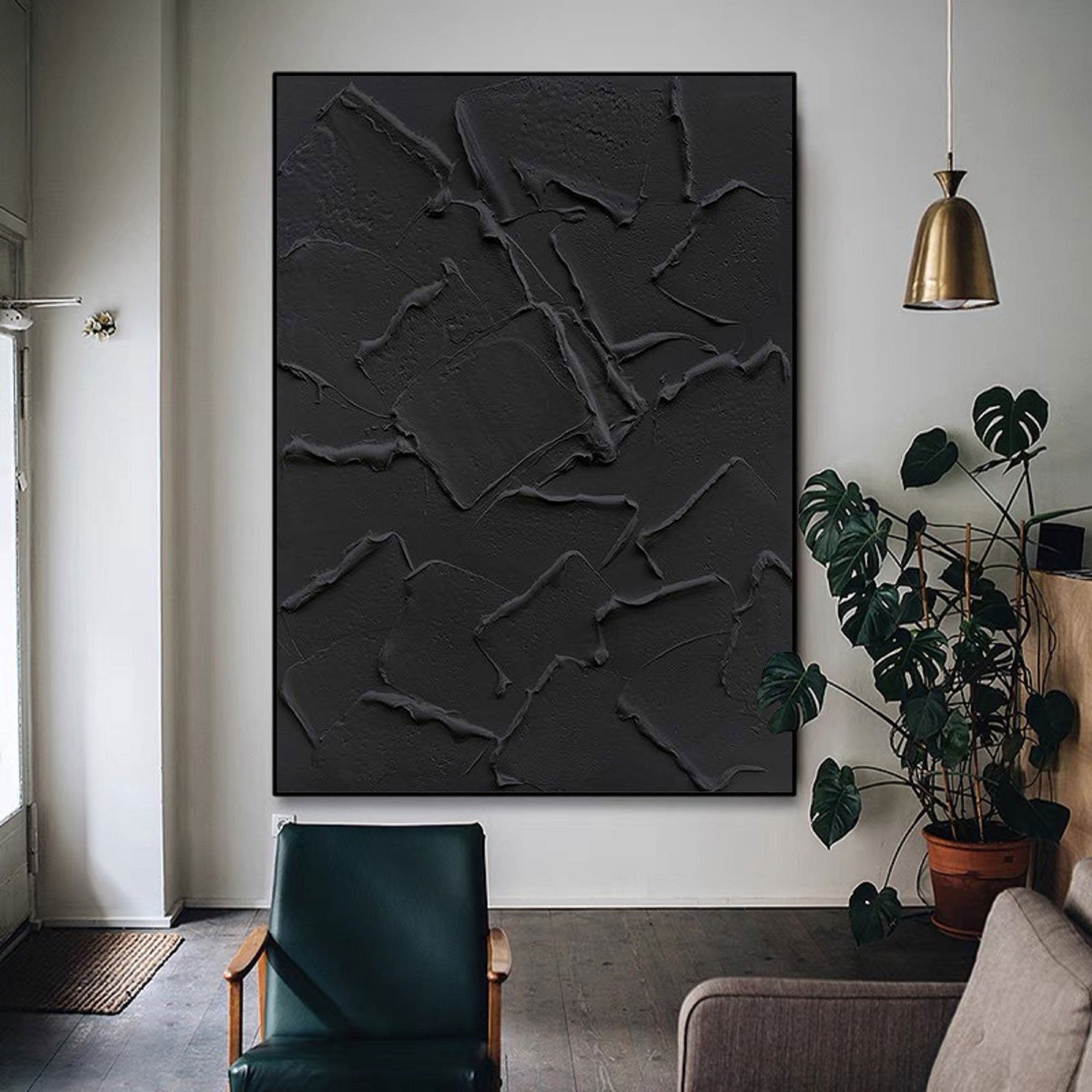 Peinture abstraite minimaliste noire #AVG 001