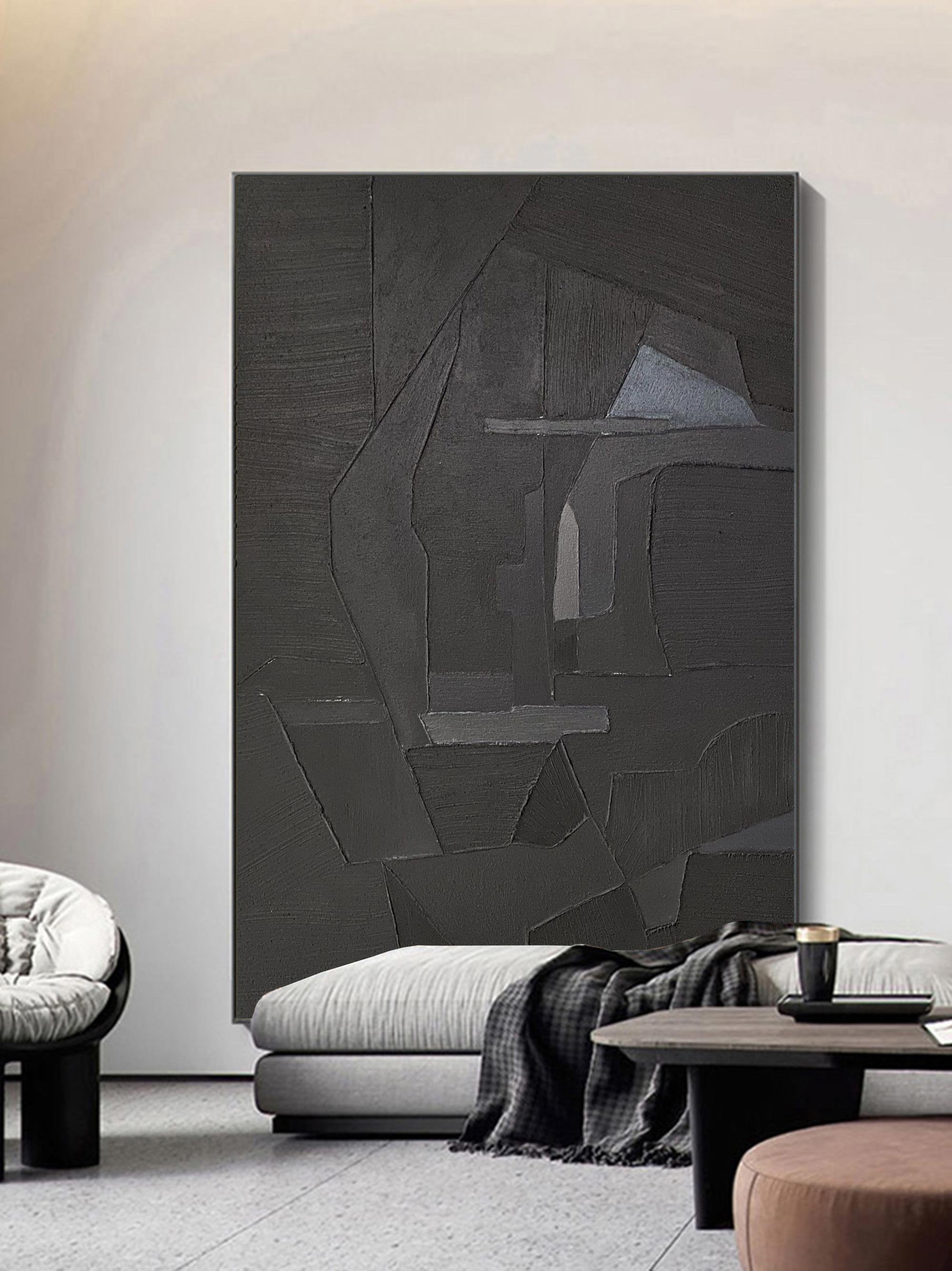 Peinture abstraite minimaliste noire #AVG 003