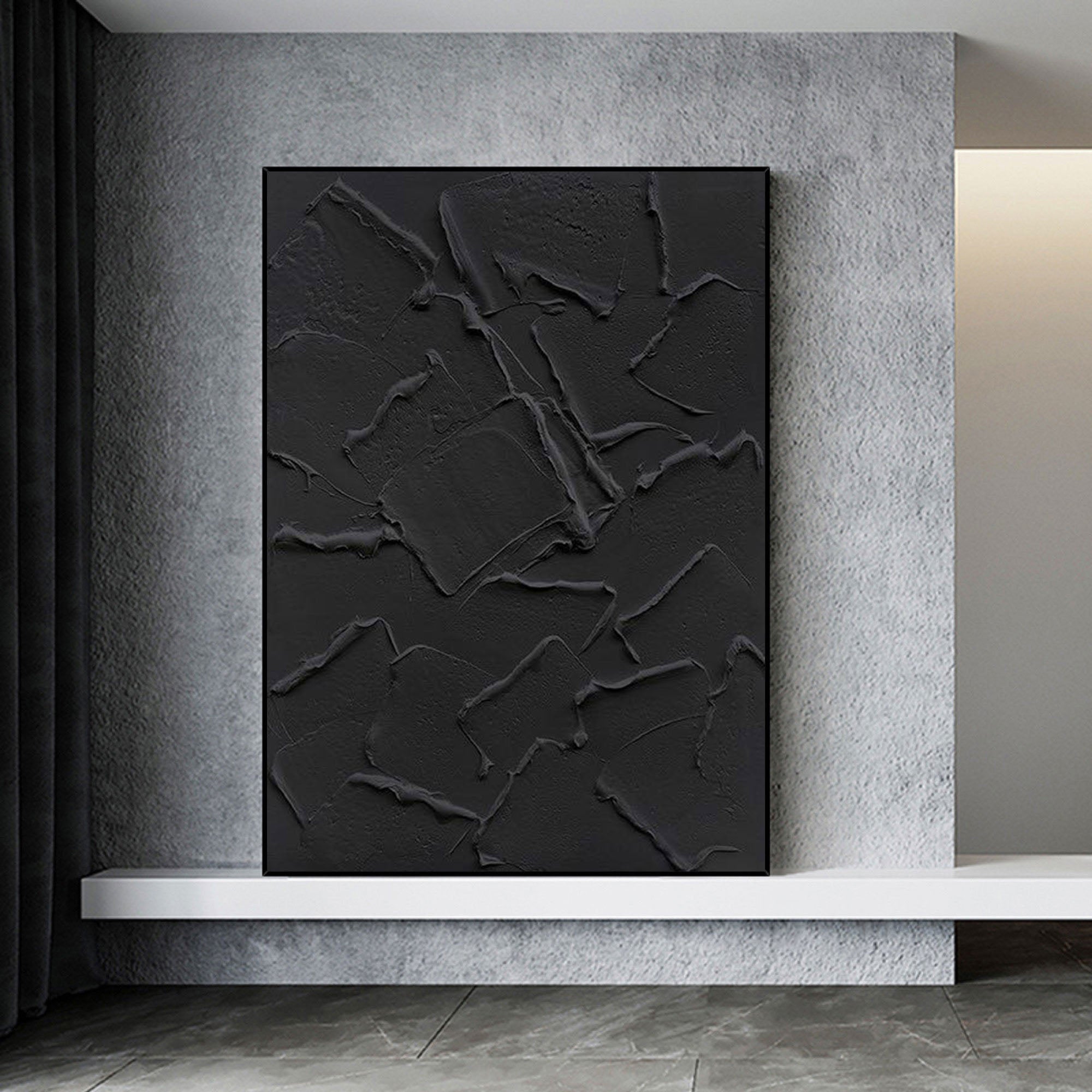 Black Minimalist Abstract Painting #AVG 001