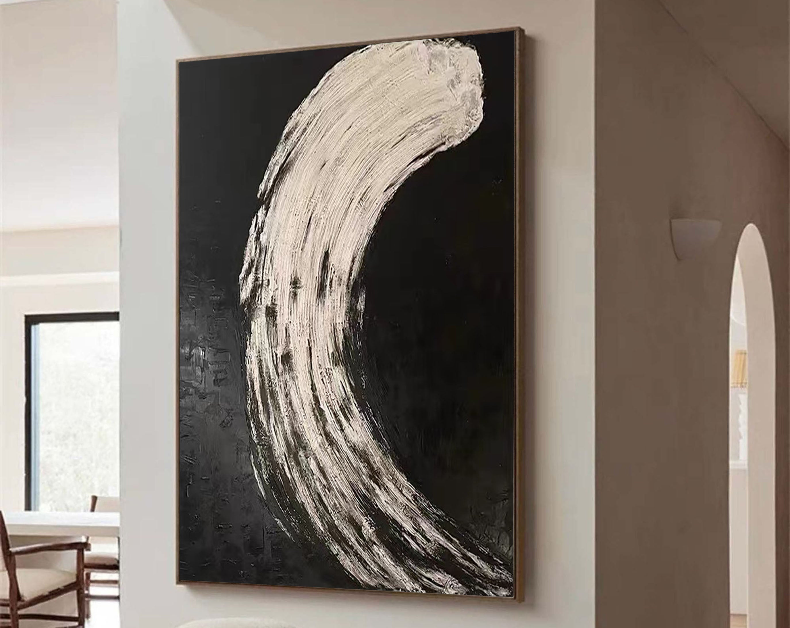 Peinture abstraite noir et blanc #CXA 029