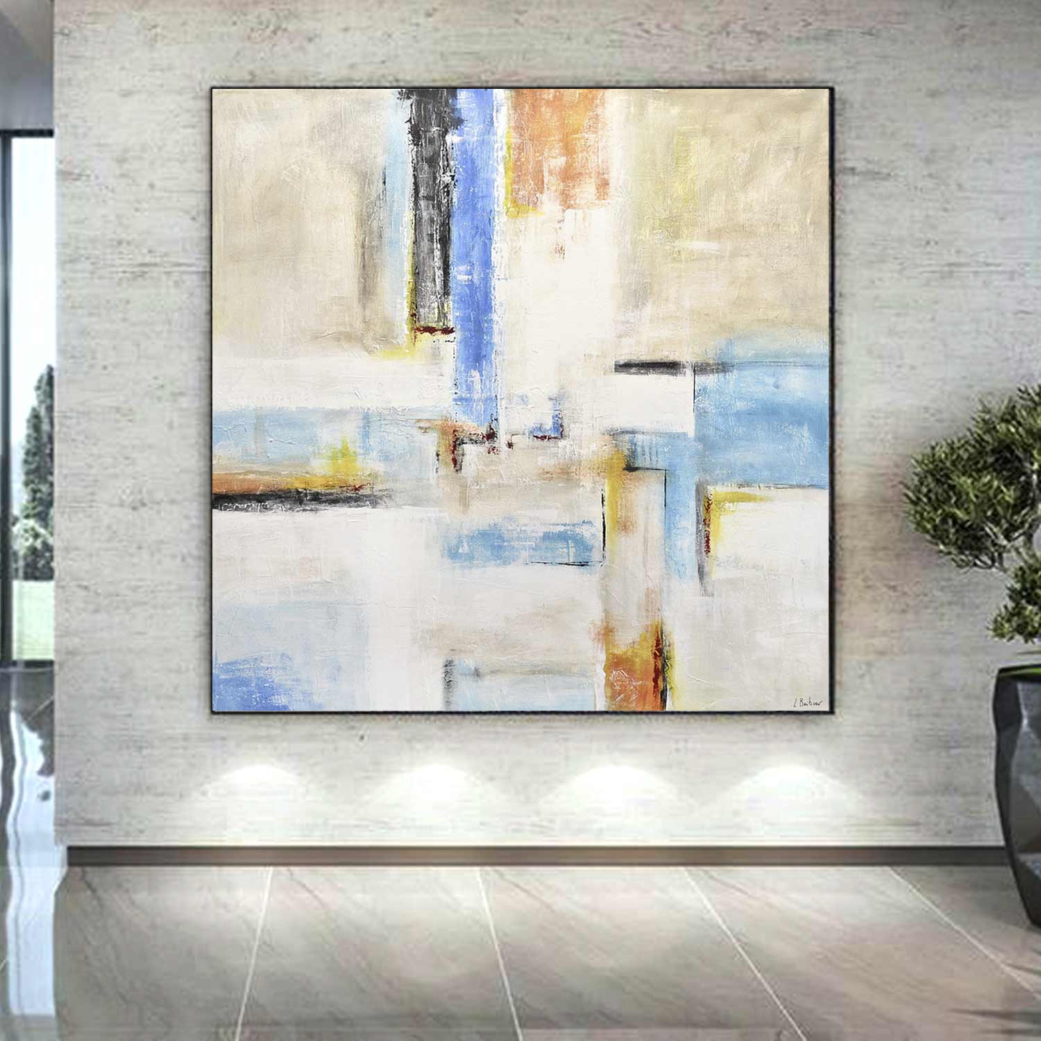 Color Blocks Abstract Large Painting "A New Day"