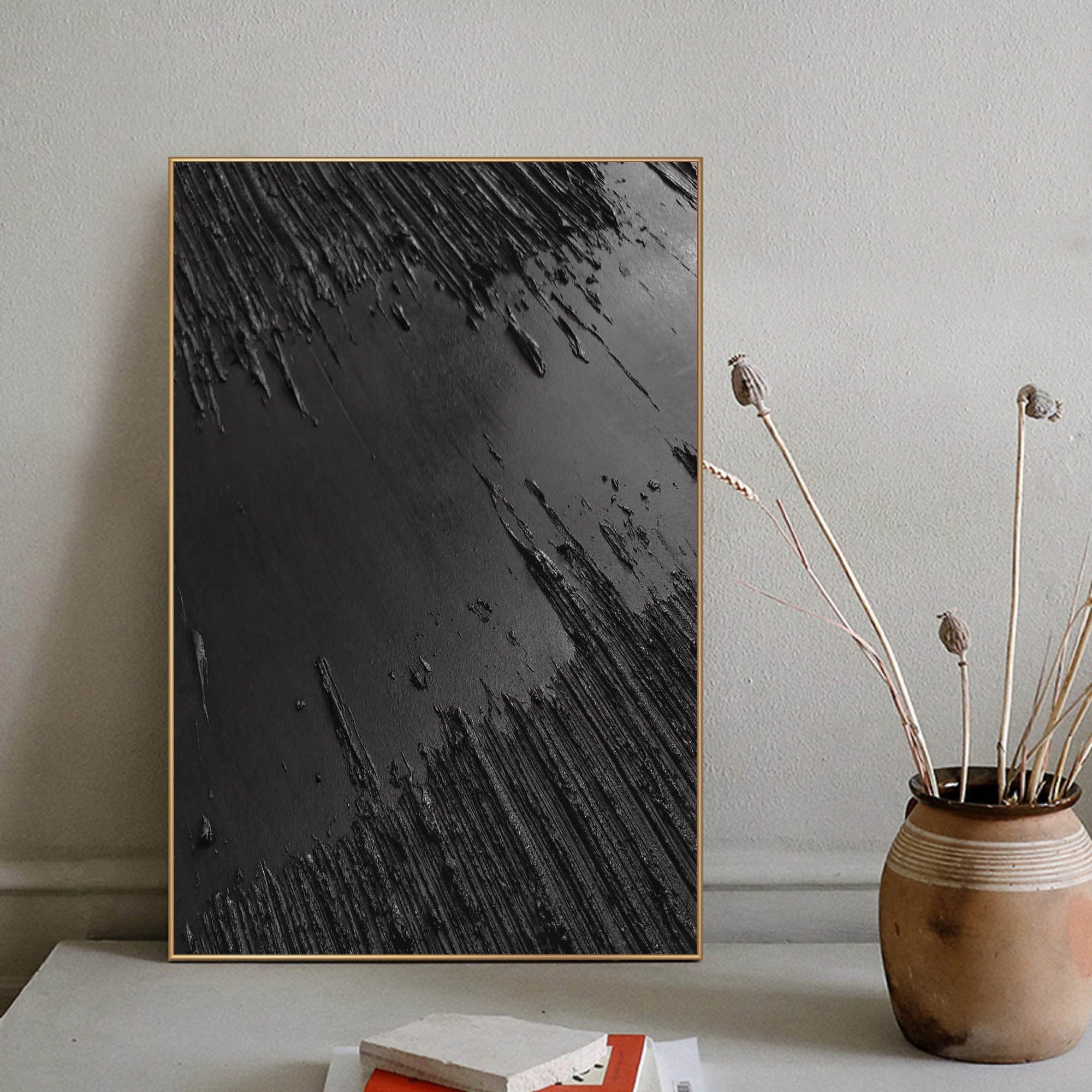 Peinture abstraite minimaliste noire #AVG 007