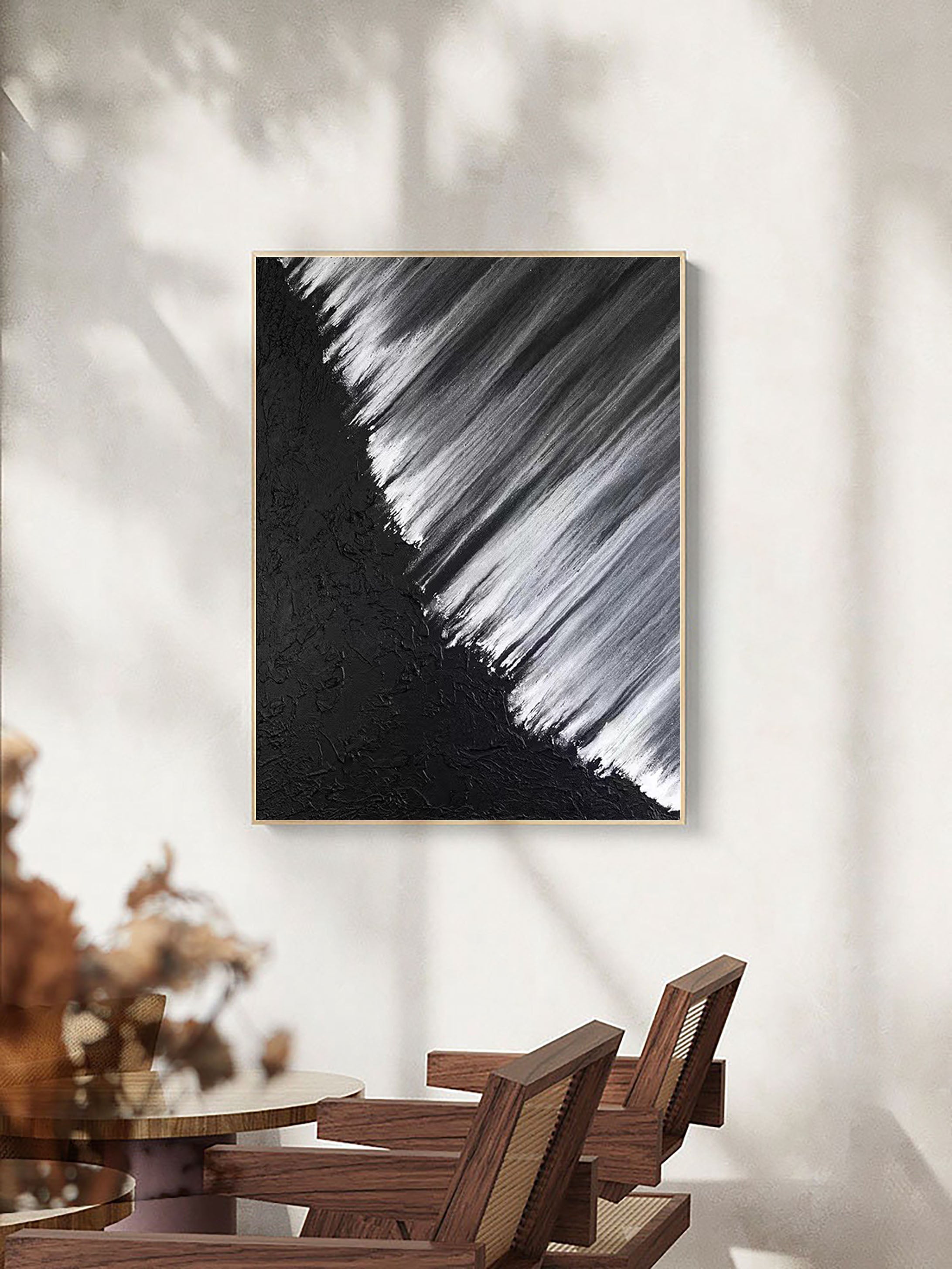 Peinture abstraite noir et blanc #CXA 026