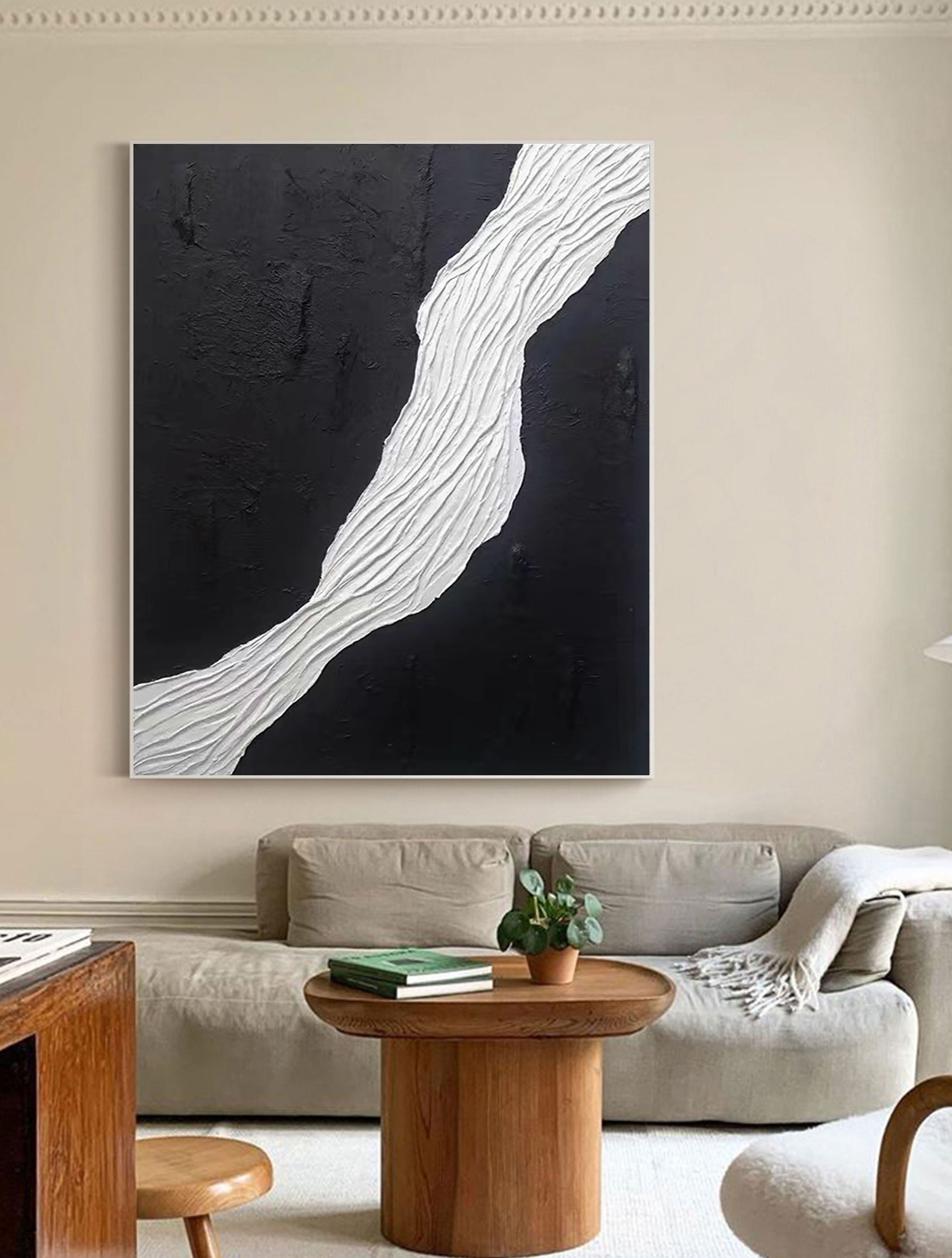 Peinture abstraite noir et blanc #CXA 025