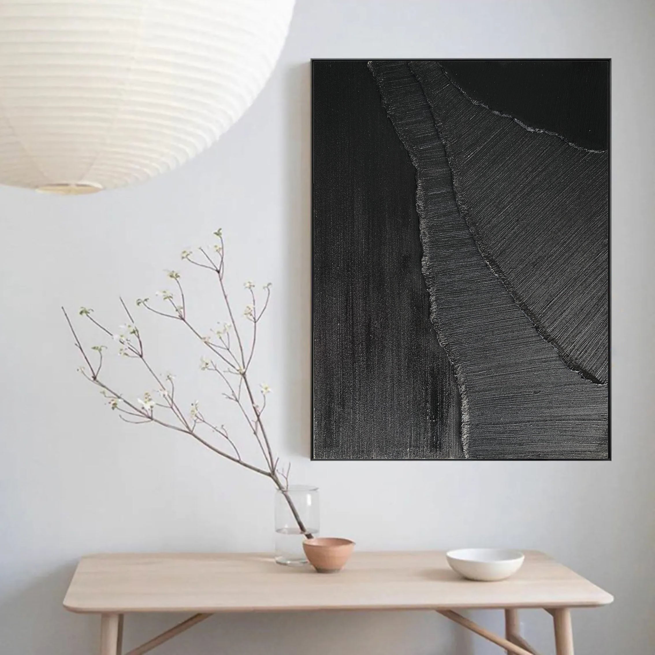 Peinture abstraite minimaliste noire #AVG 002