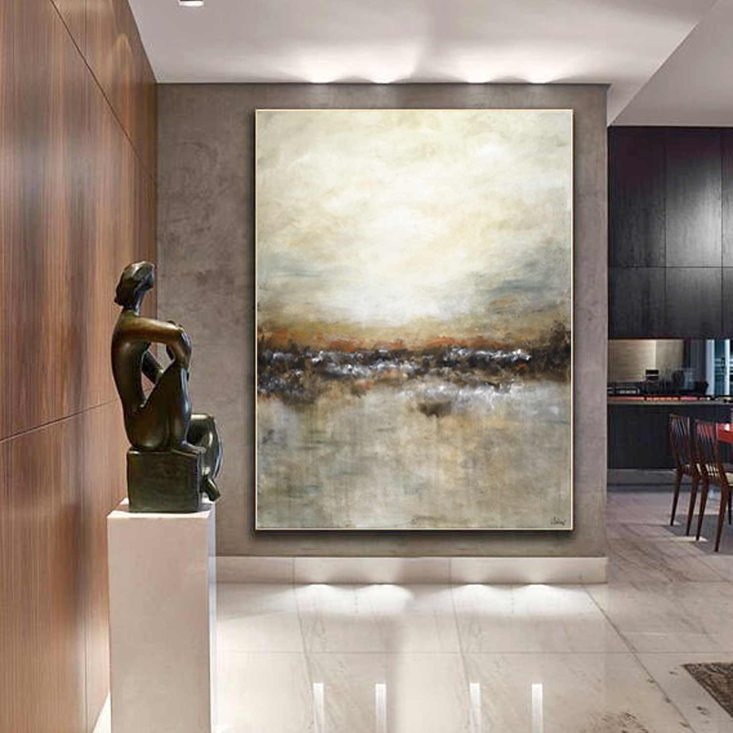 Vertical Earth Tones Abstract Painting "Not Afraid"