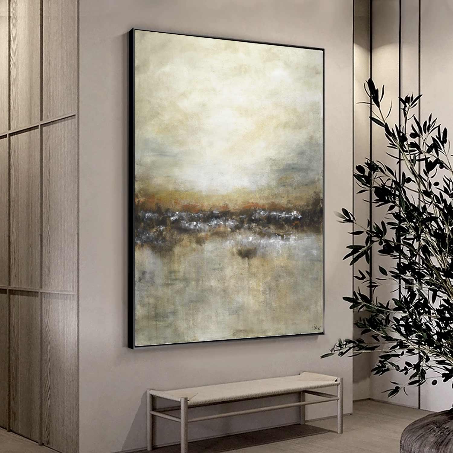 Vertical Earth Tones Abstract Painting "Not Afraid"