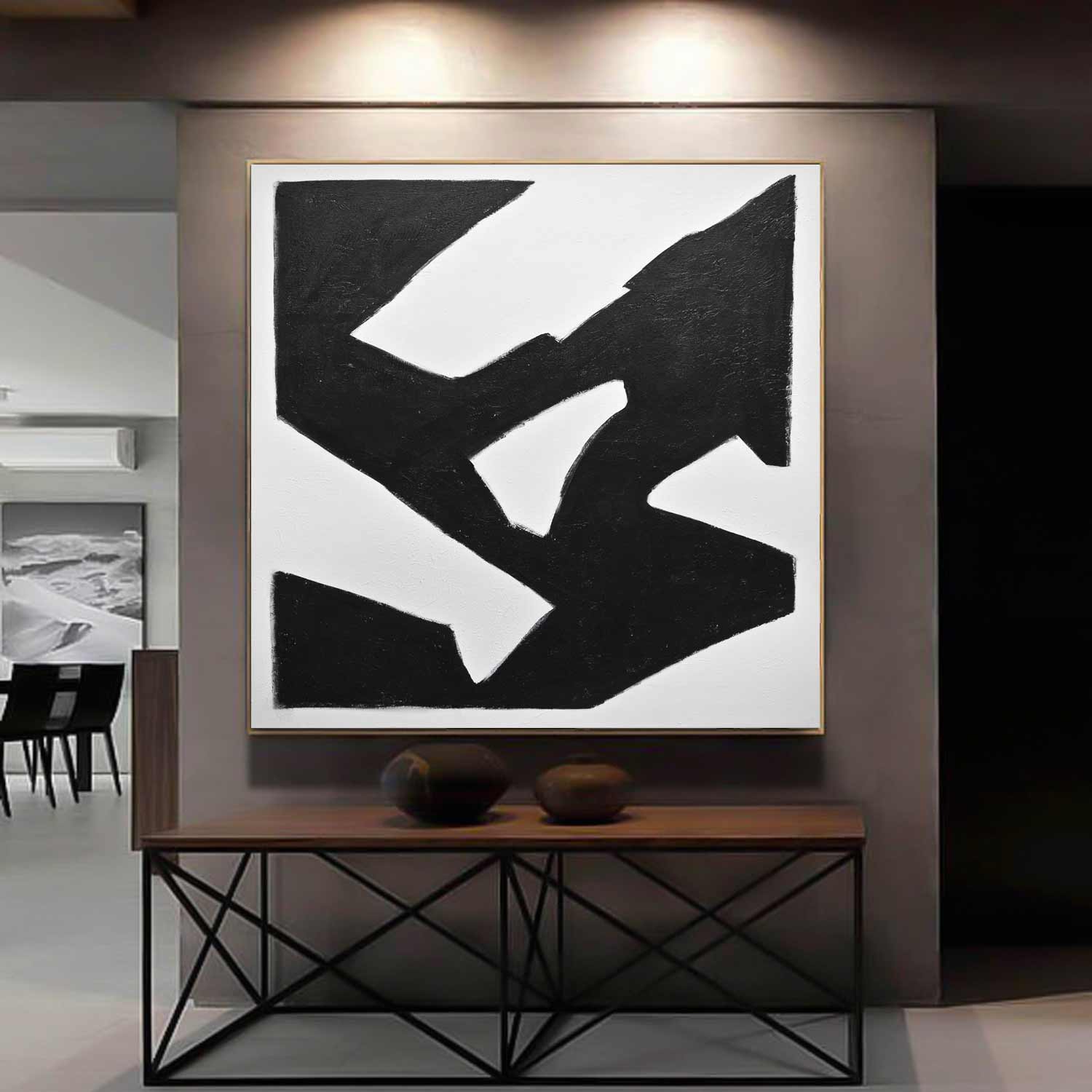 Peinture expressionniste abstraite noir et blanc « Elevate »