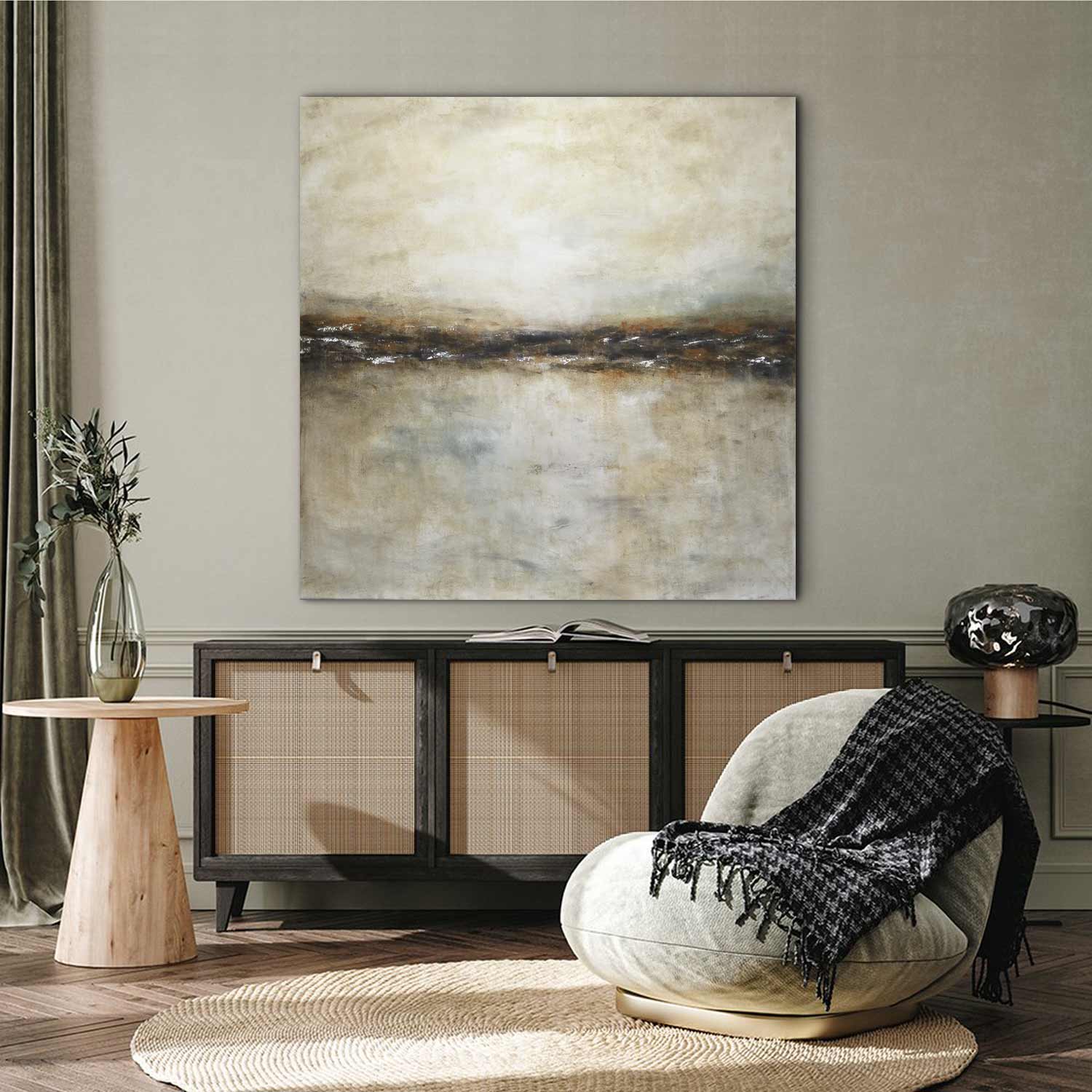 Earth Tones XL Peinture à l’huile de paysage « Rêver le voyage »