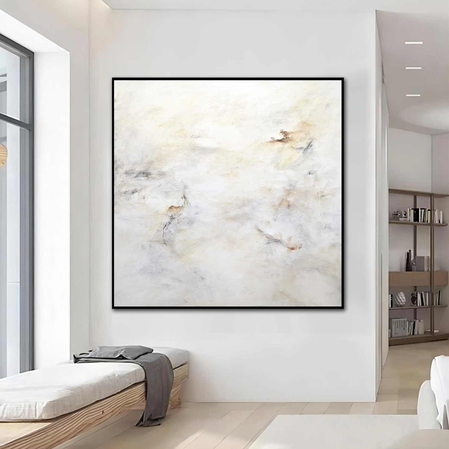 Uncluttered Minimal Neutrals Abstract Painting Beige "Come Around"