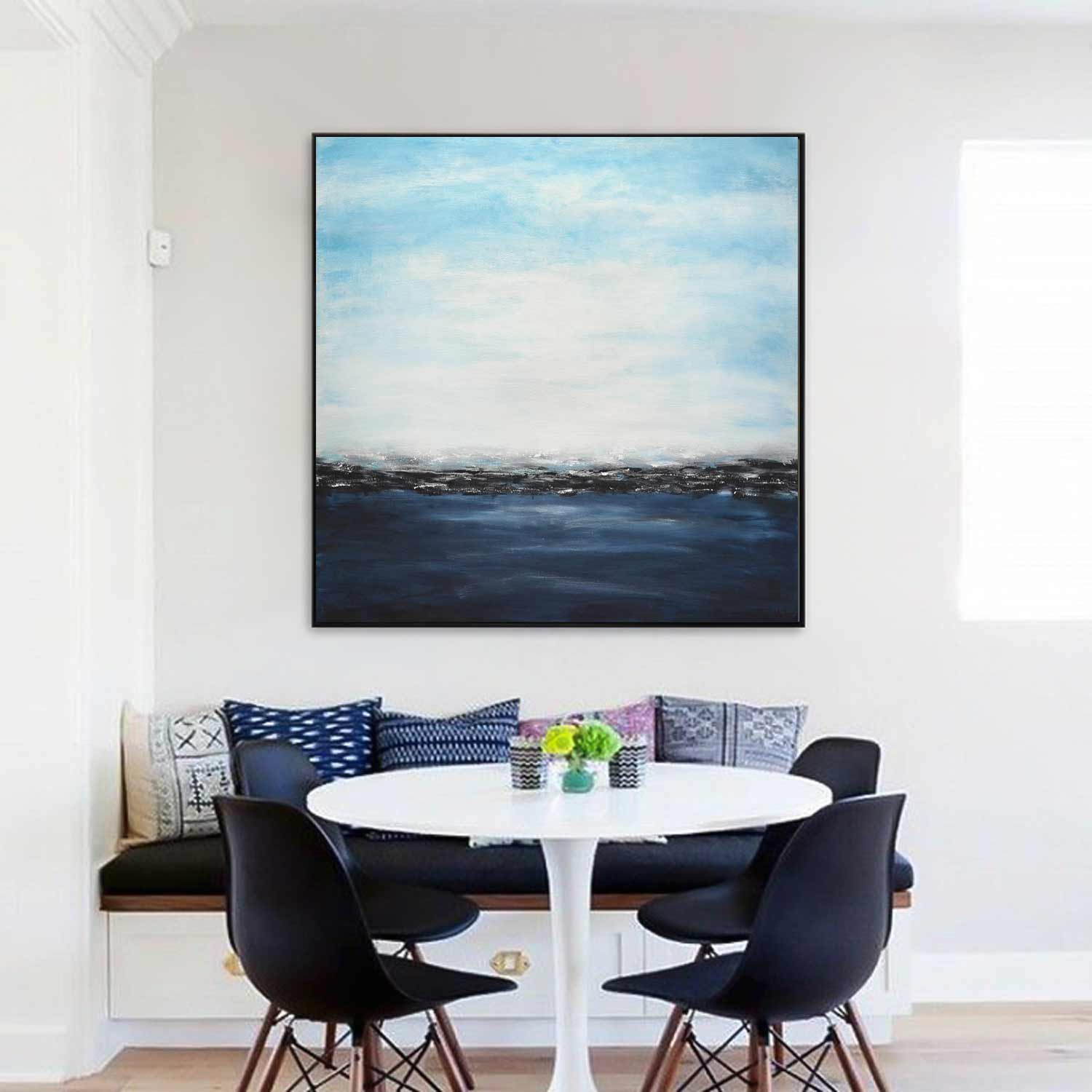 Peinture de conception d’art moderne de paysage marin « Bleu profond »