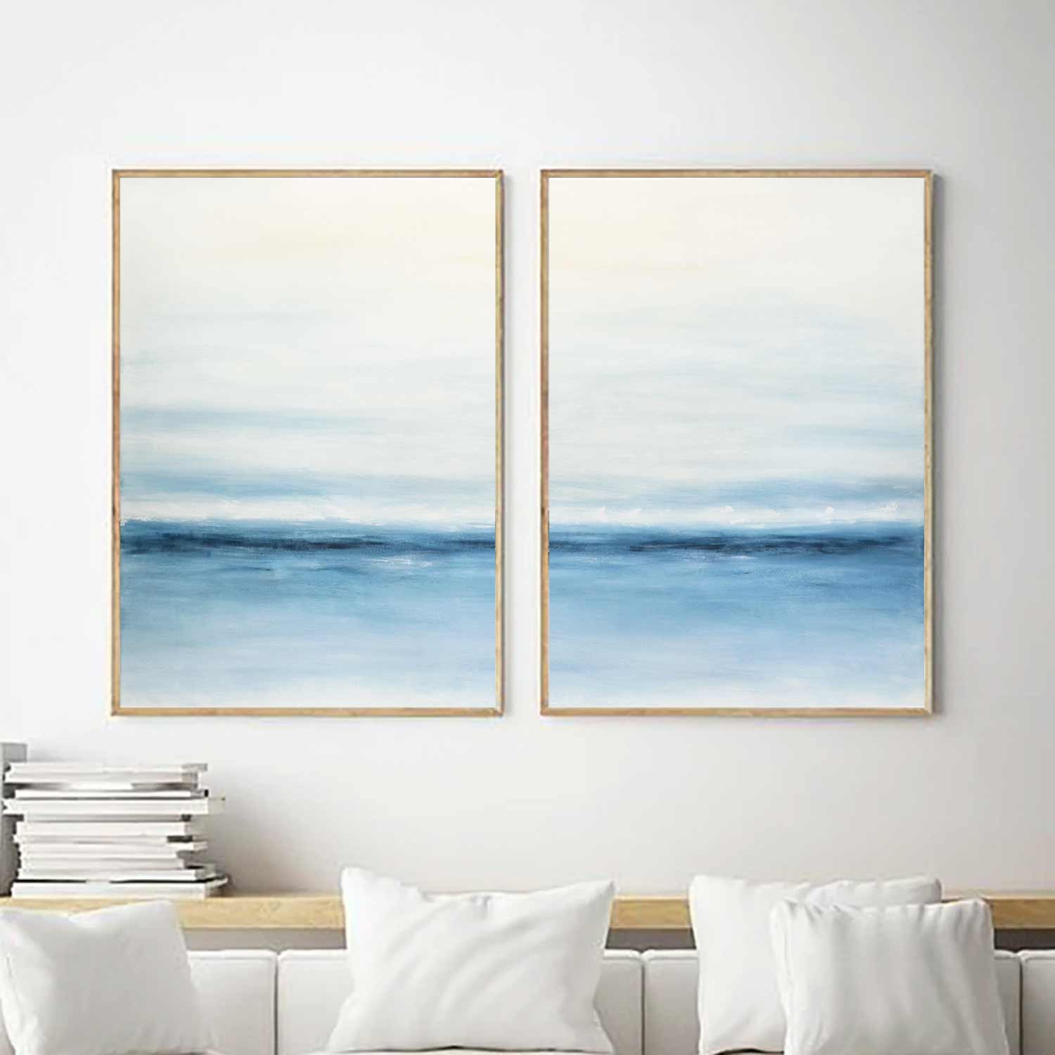 Set of 2 Large Abstract Paintings "New Horizons"