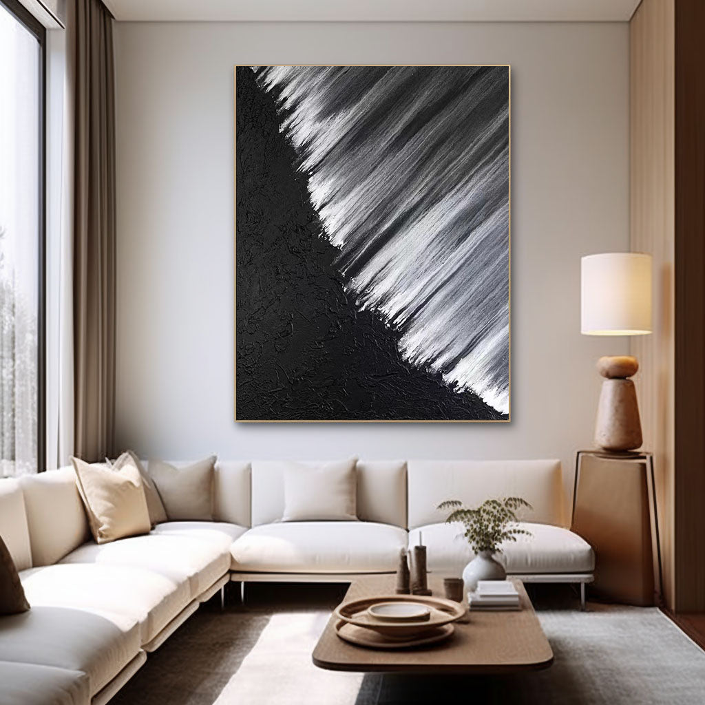 Peinture abstraite noir et blanc #CXA 026