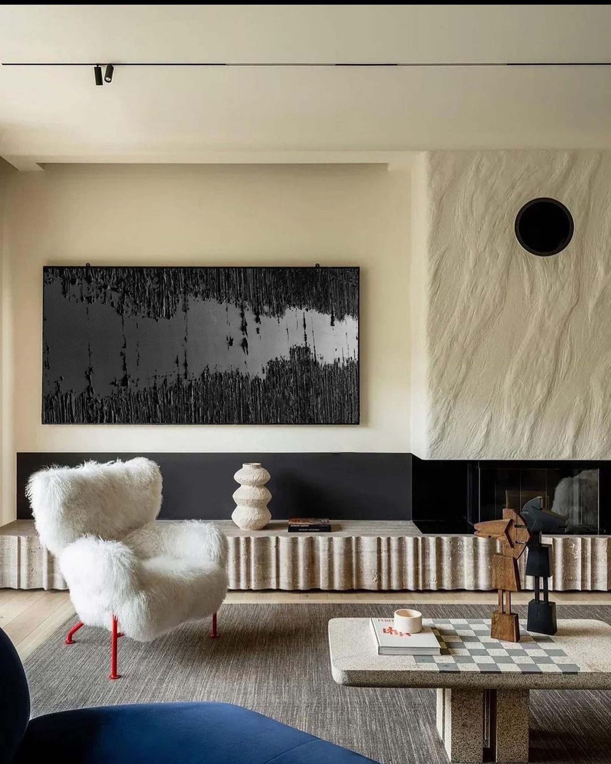 Peinture abstraite noir et blanc #CXA 032