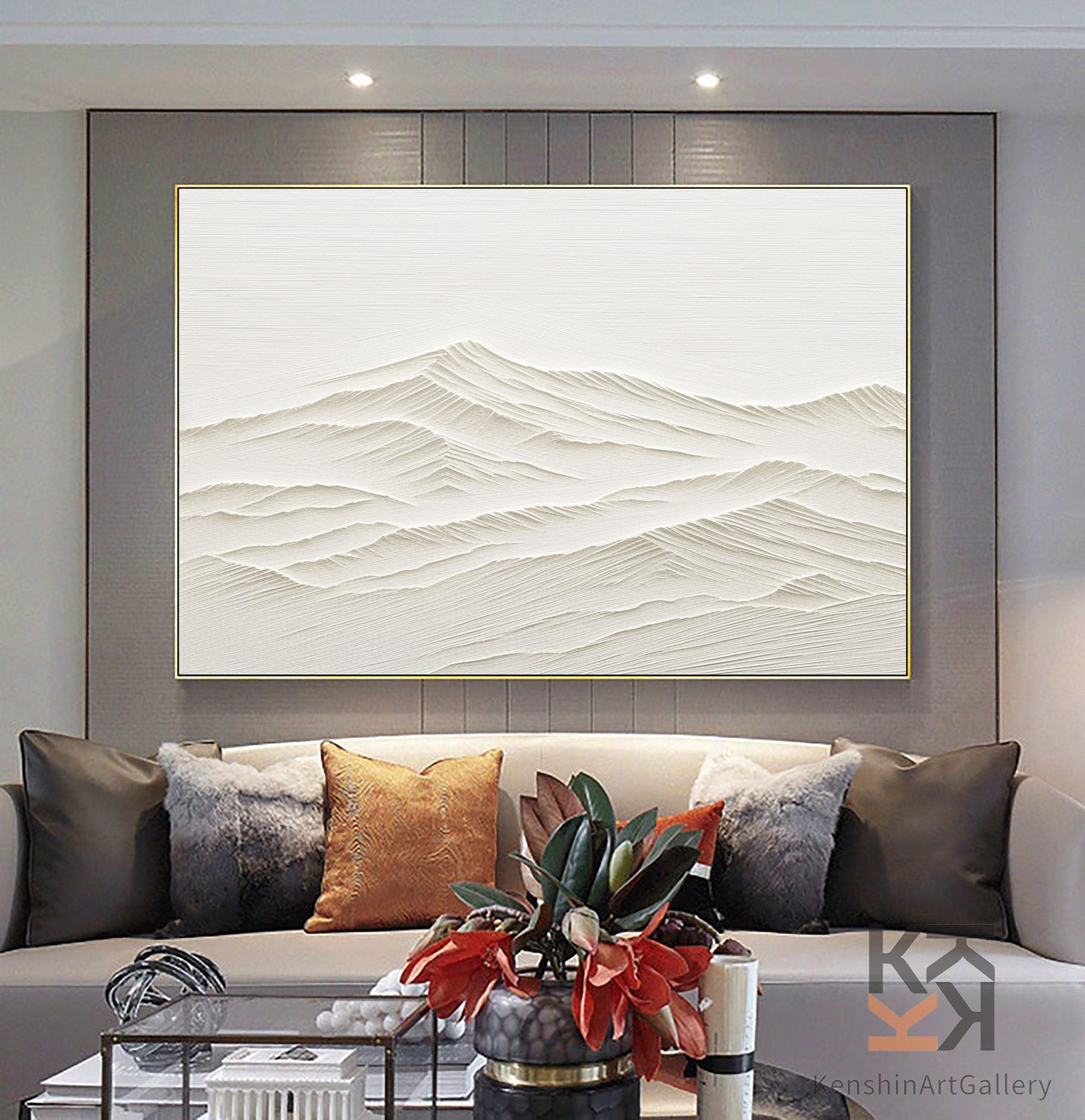Peinture abstraite minimaliste blanche #CXA 006