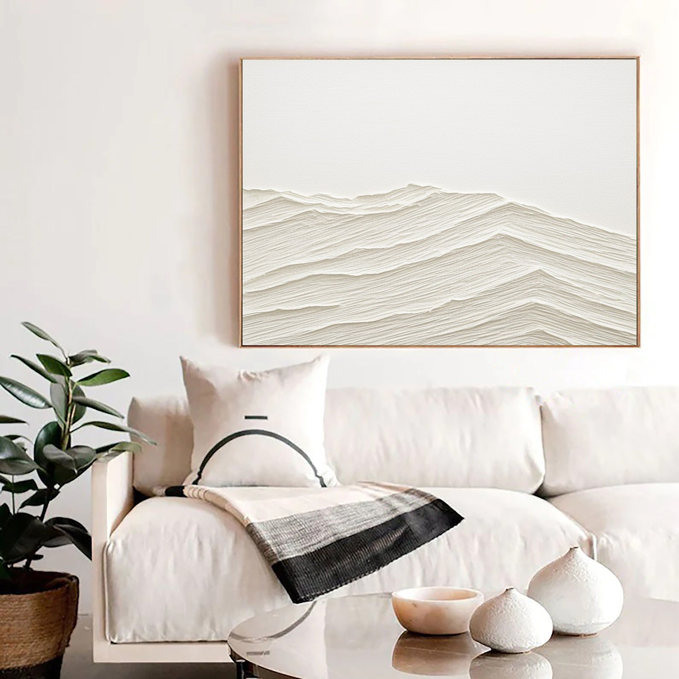 Peinture abstraite minimaliste blanche #CXA 012
