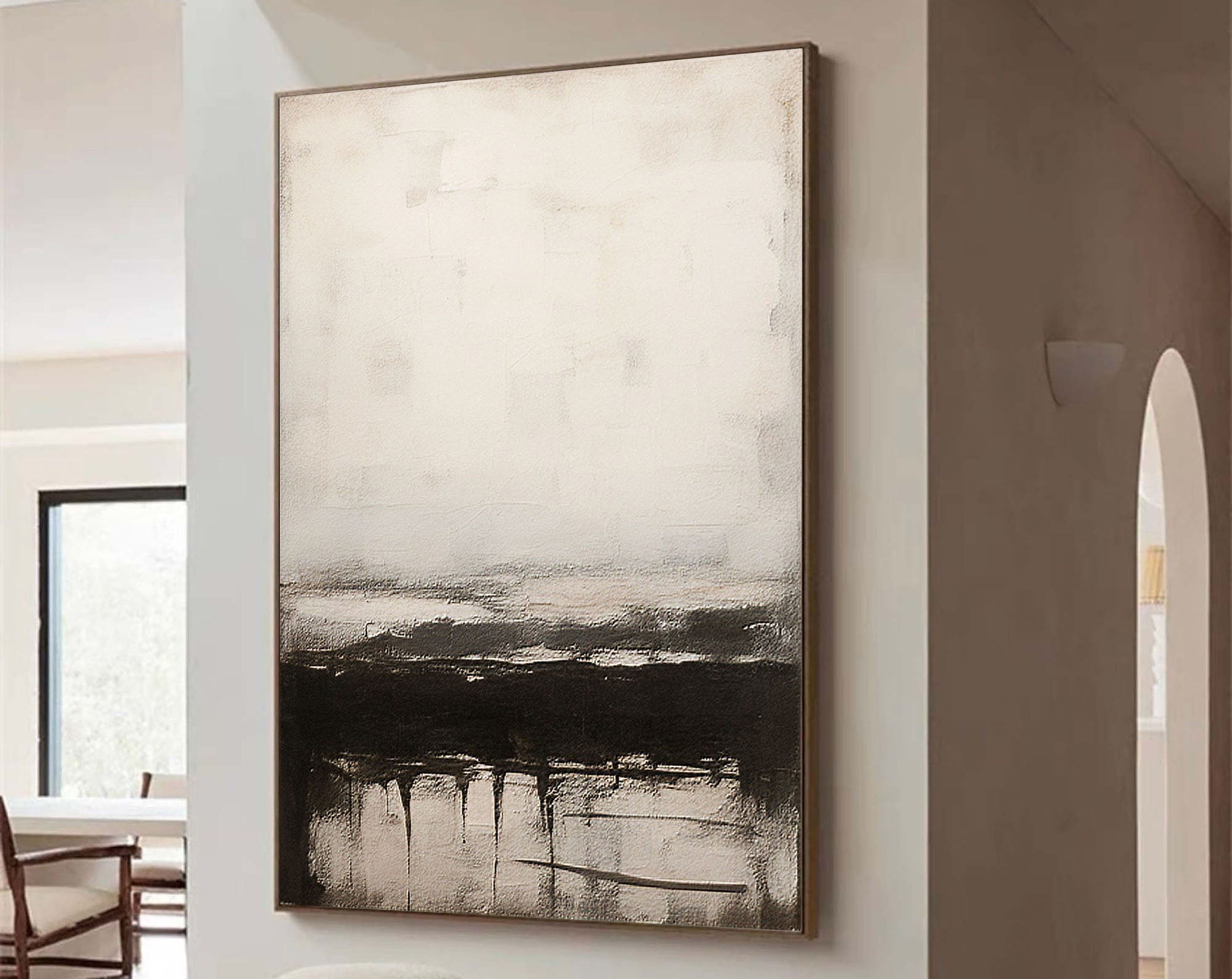 Peinture abstraite noir et blanc #CXA 018