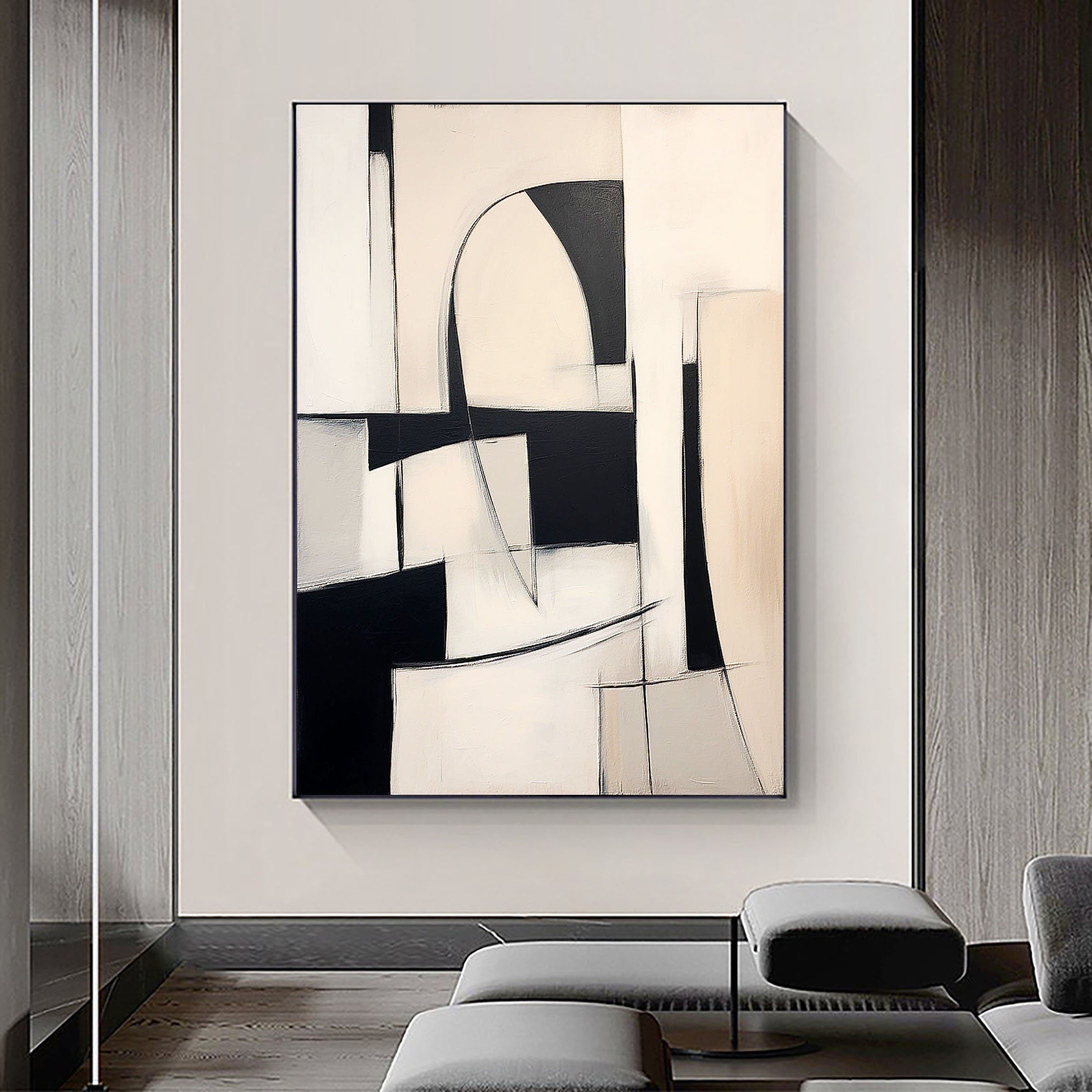 Peinture abstraite noir et blanc #CXA 020