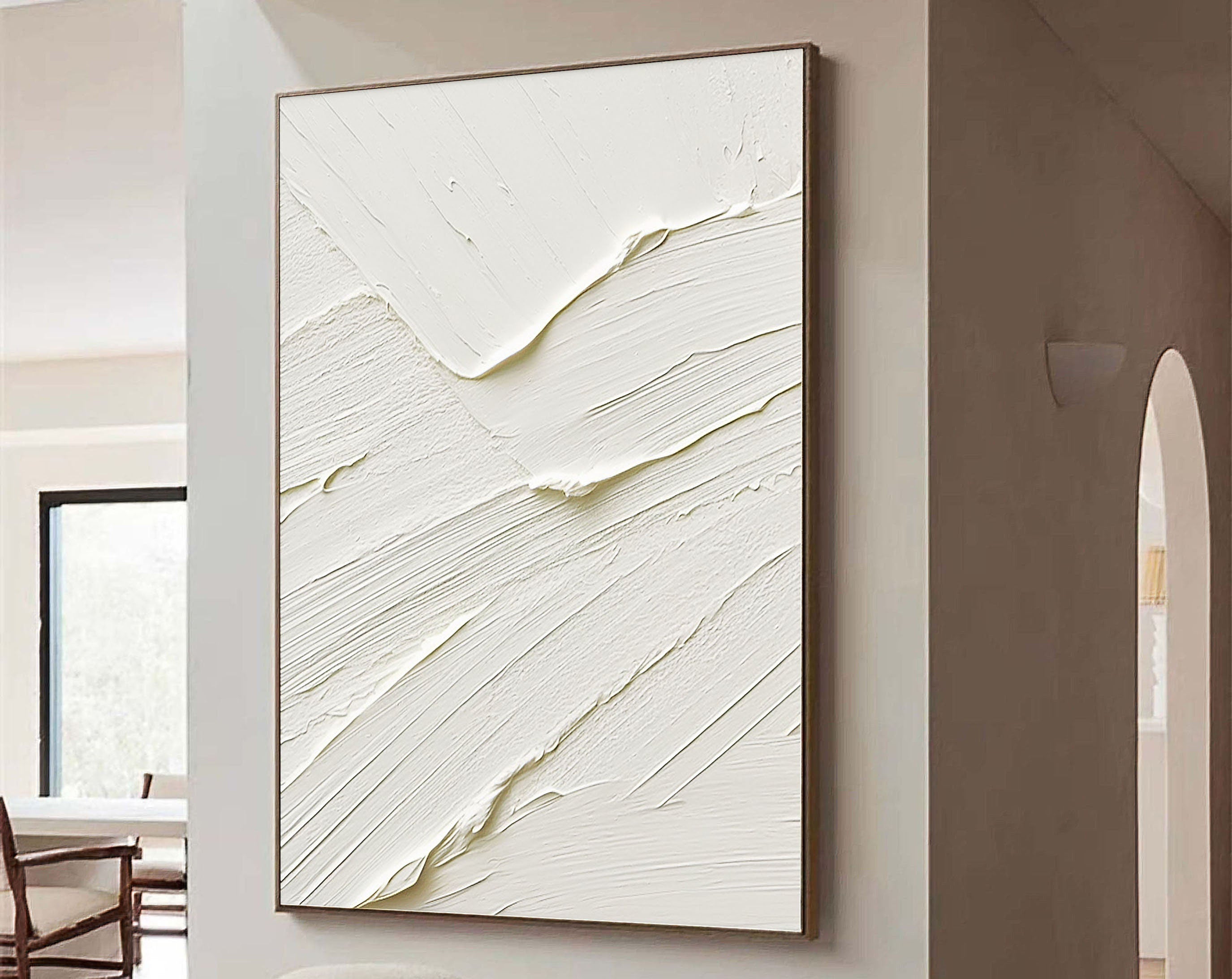 Peinture abstraite minimaliste blanche #CXA 010