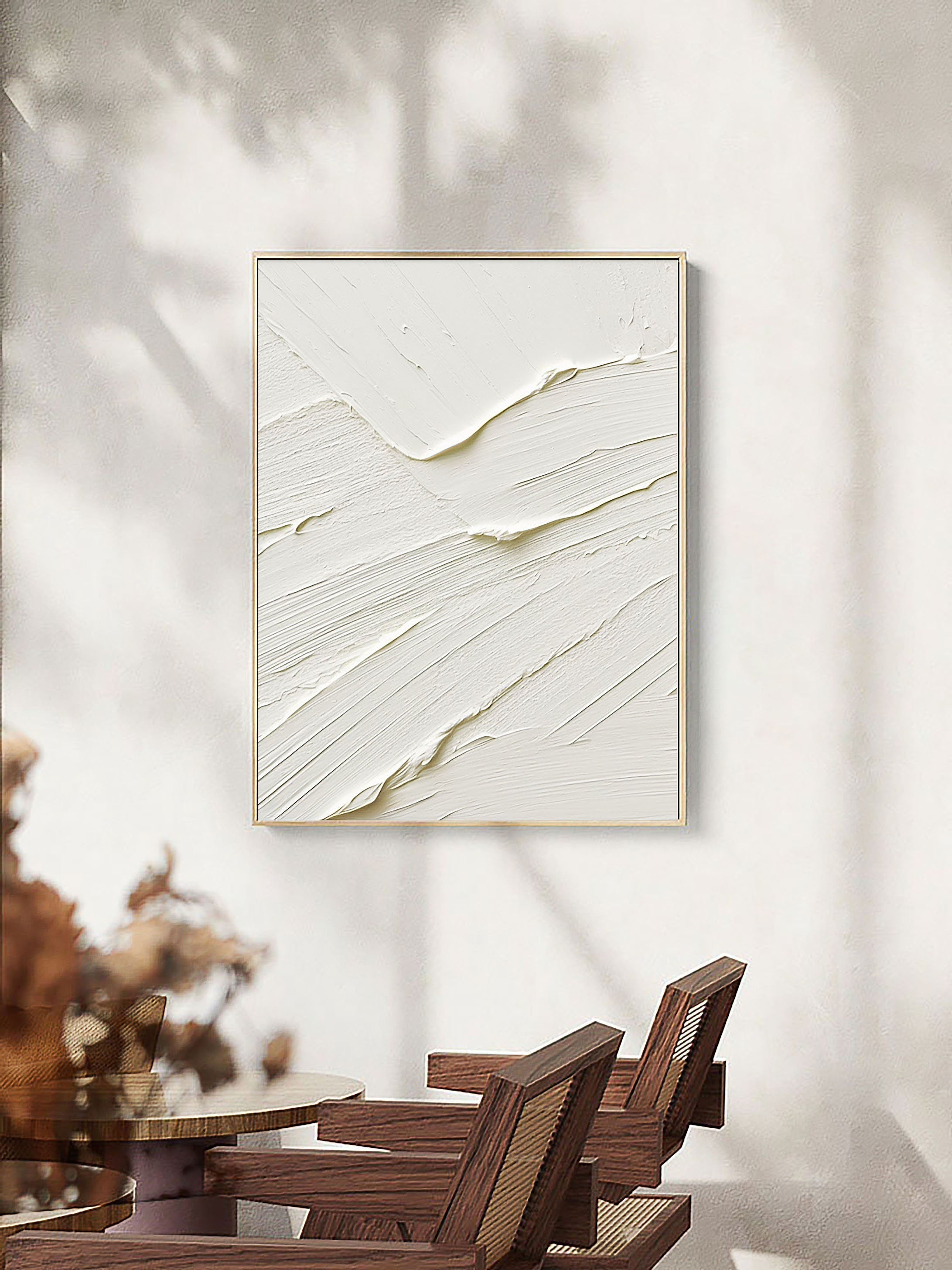 Peinture abstraite minimaliste blanche #CXA 010